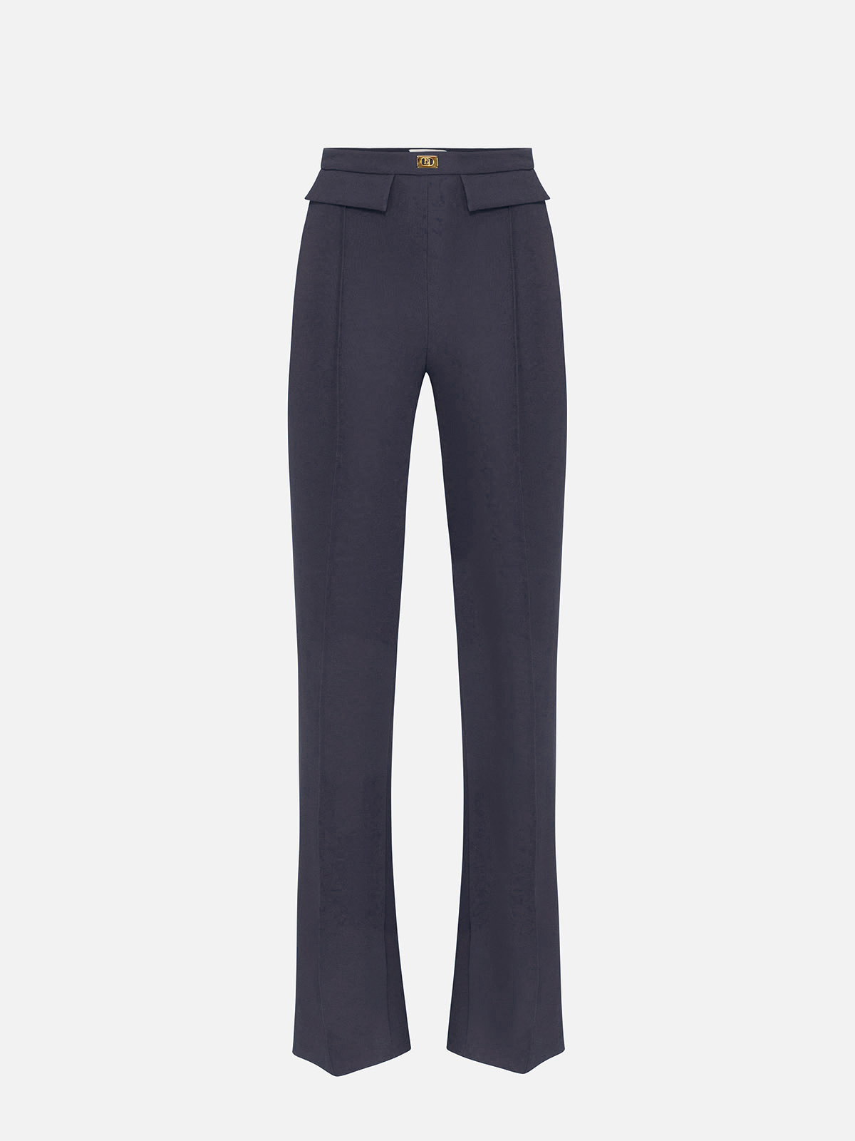 PA07851E2 Elisabetta Franchi Crêpe Trousers With Logo Plaque