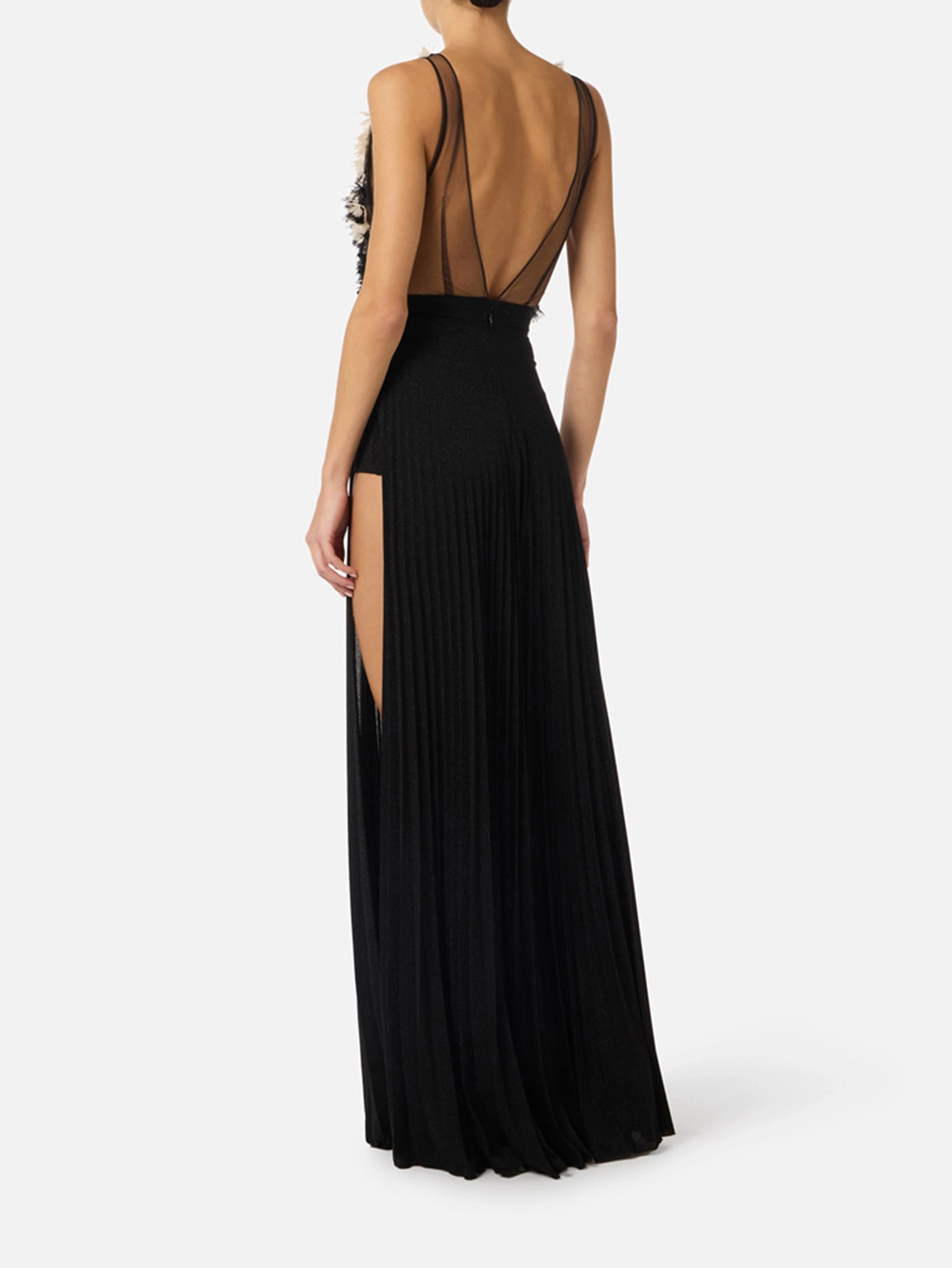 elisabetta franchi halterneck dress in jersey ABR4462E2 Red Carpet Tulle and Lurex nature inspired bridesmaid dress