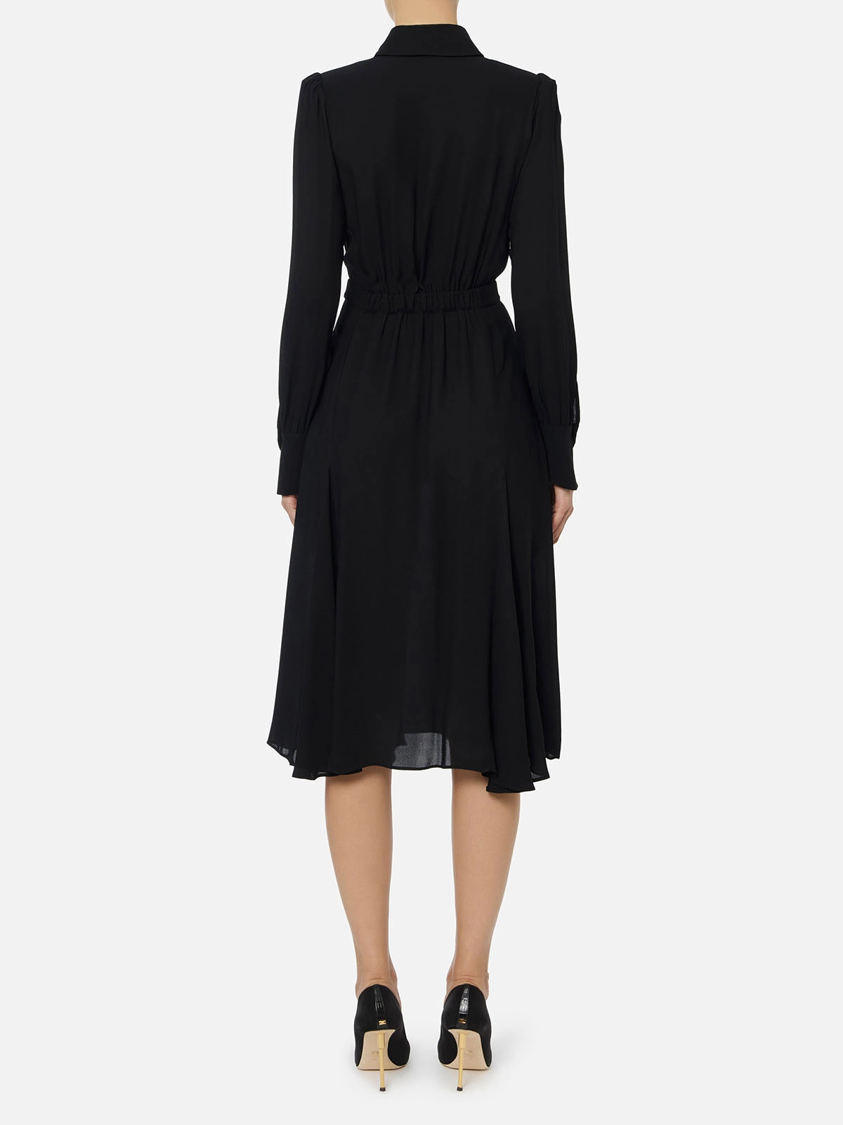 knee length dresses for ladies ELISABETTA FRANCHI Women's long black dress with beaded embroidery – Pavidas main image 0