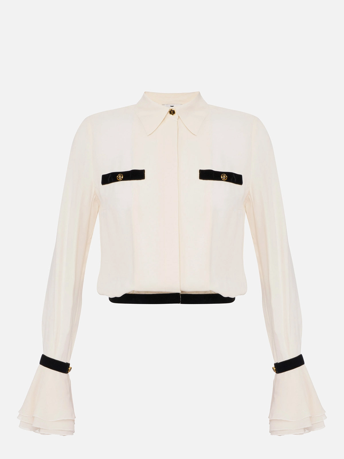 CA13157E2 Elisabetta Franchi Georgette Shirt with Jewel Buttons