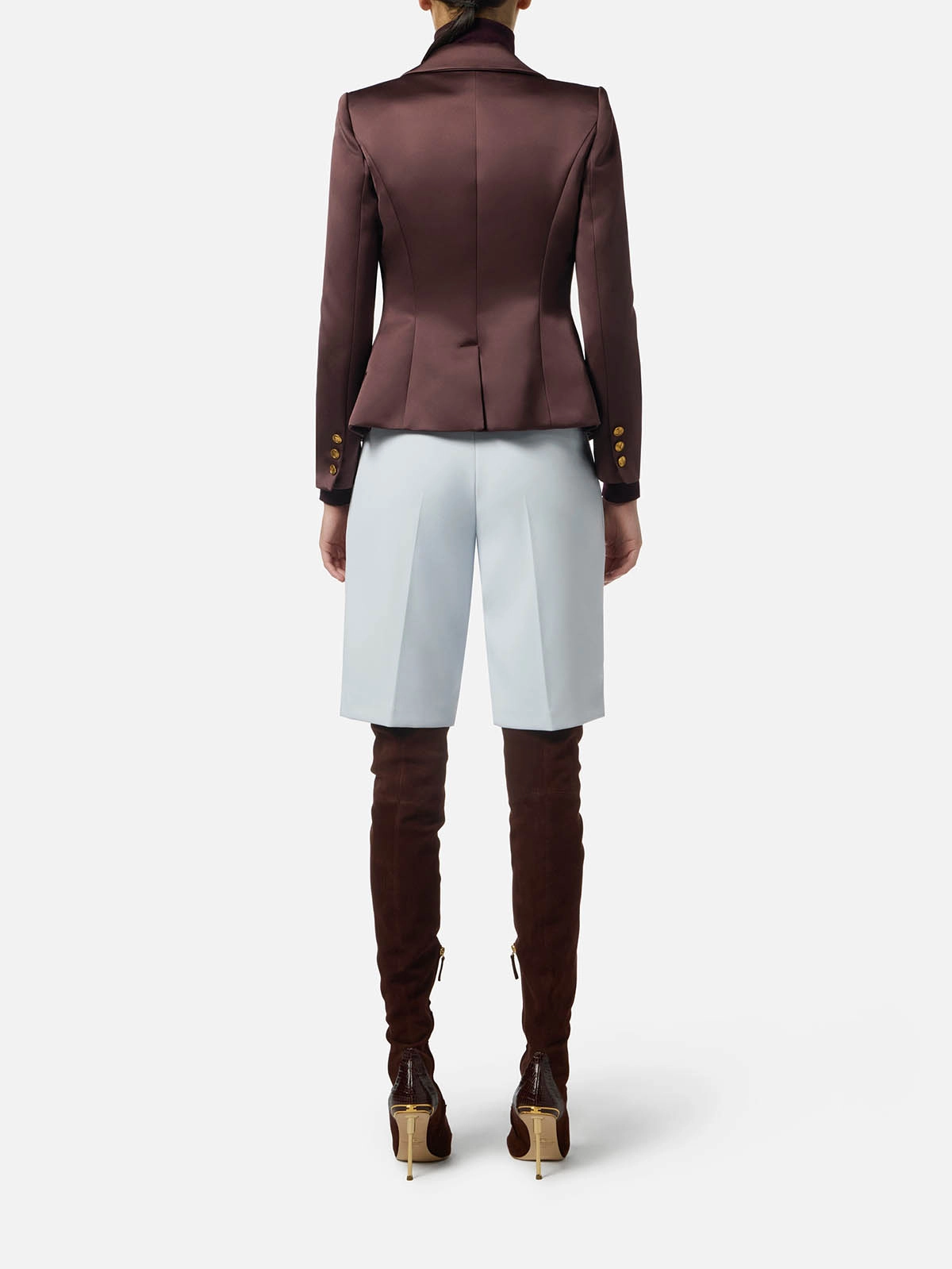 GI18657E2 Elisabetta Franchi Duchess Jacket with Jewel Buttons