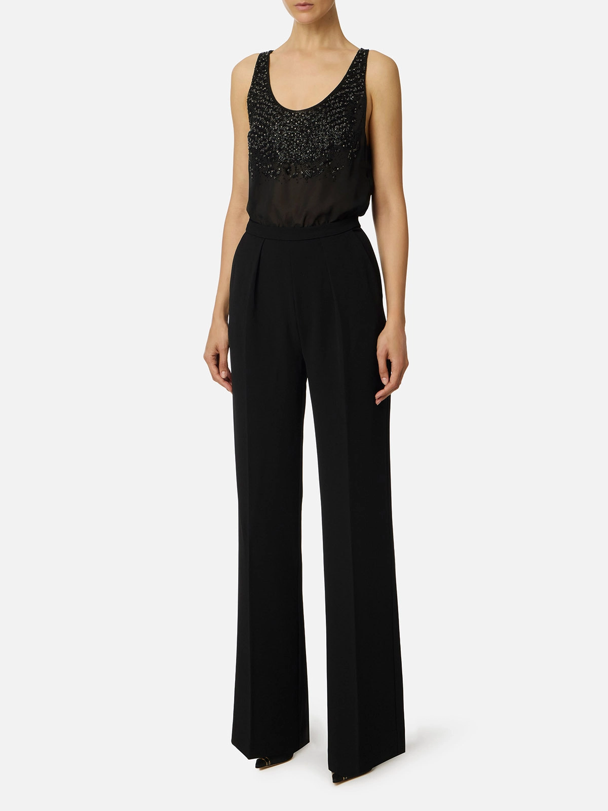 TU06357E2 Elisabetta Franchi Georgette and Crêpe Jumpsuit
