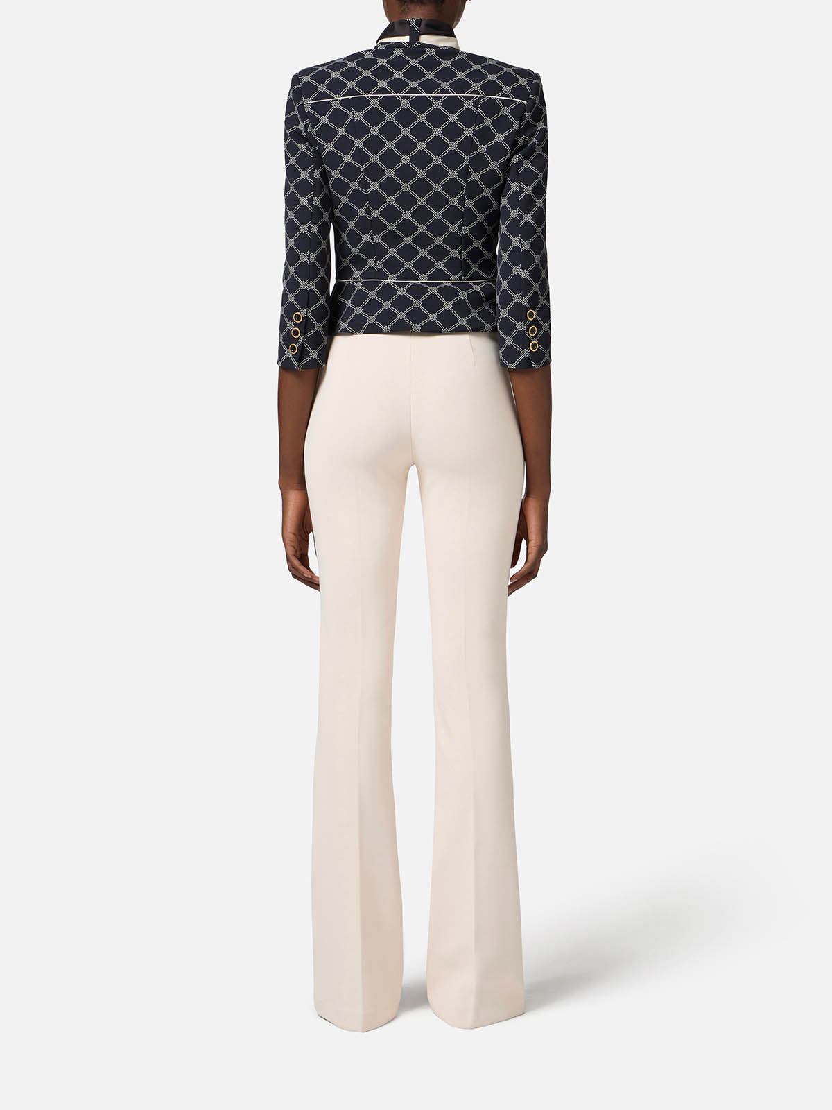 PA07951E2 Elisabetta Franchi Crêpe Flared Trousers With Logo