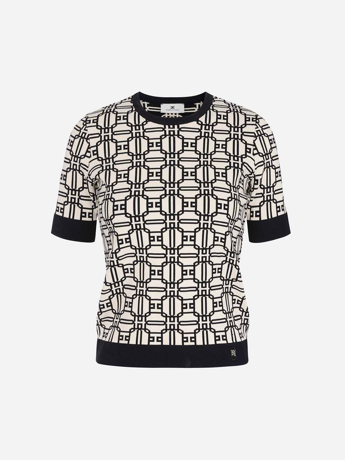 ELISABETTA FRANCHI ロゴシャツ 長袖 モノトーン エレガント ELISABETTA FRANCHI ロゴシャツ 長袖 モノトーン エレガント