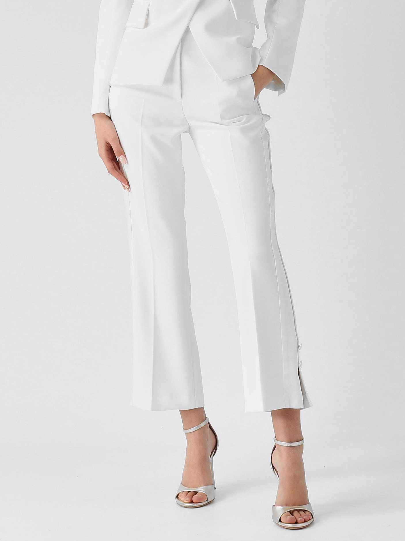 PA08651E2 Elisabetta Franchi Crepe Tuxedo Pants With Satin Bands