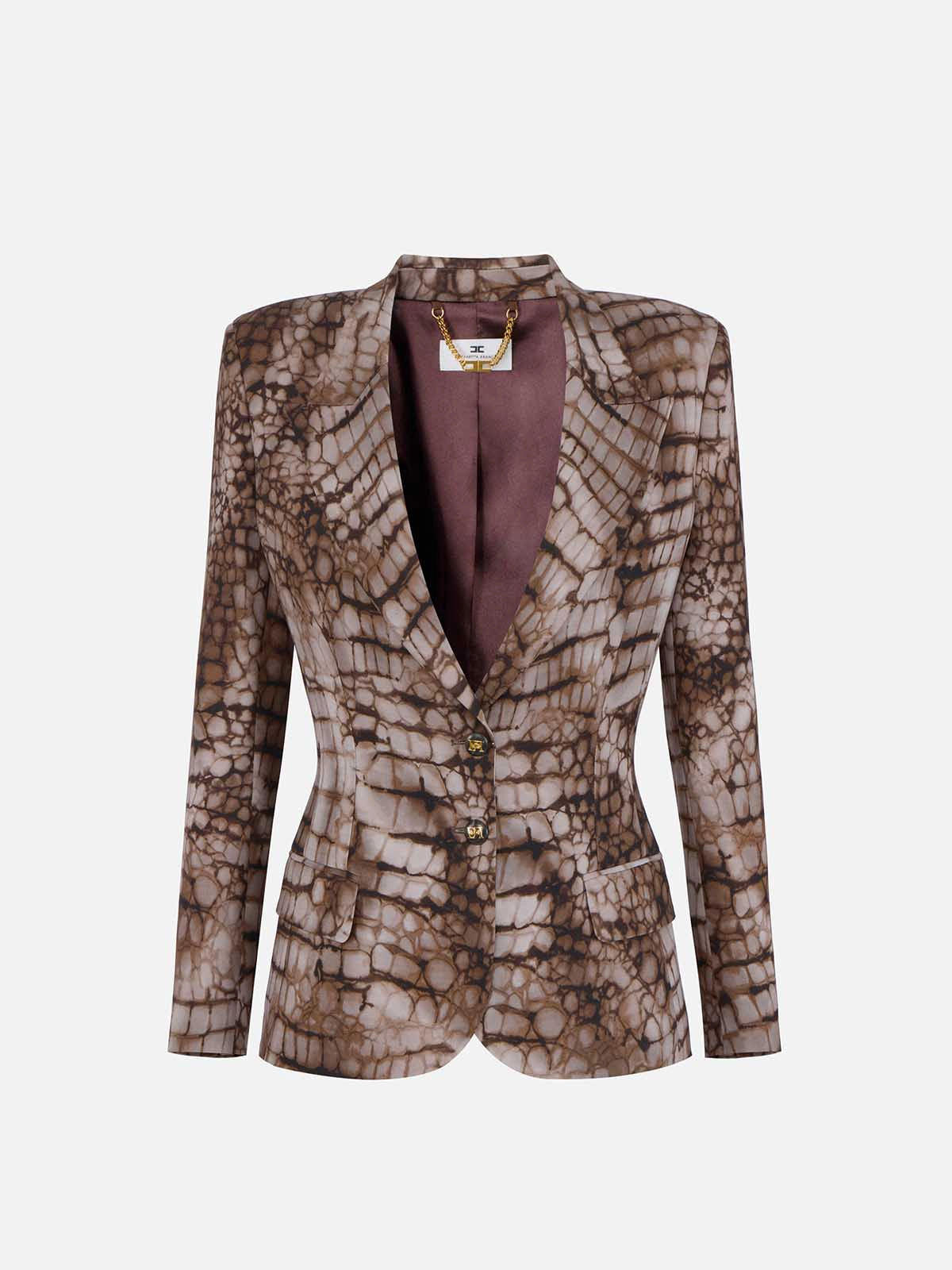 GI20761E2 Elisabetta Franchi Alligator Print Crêpe Jacket