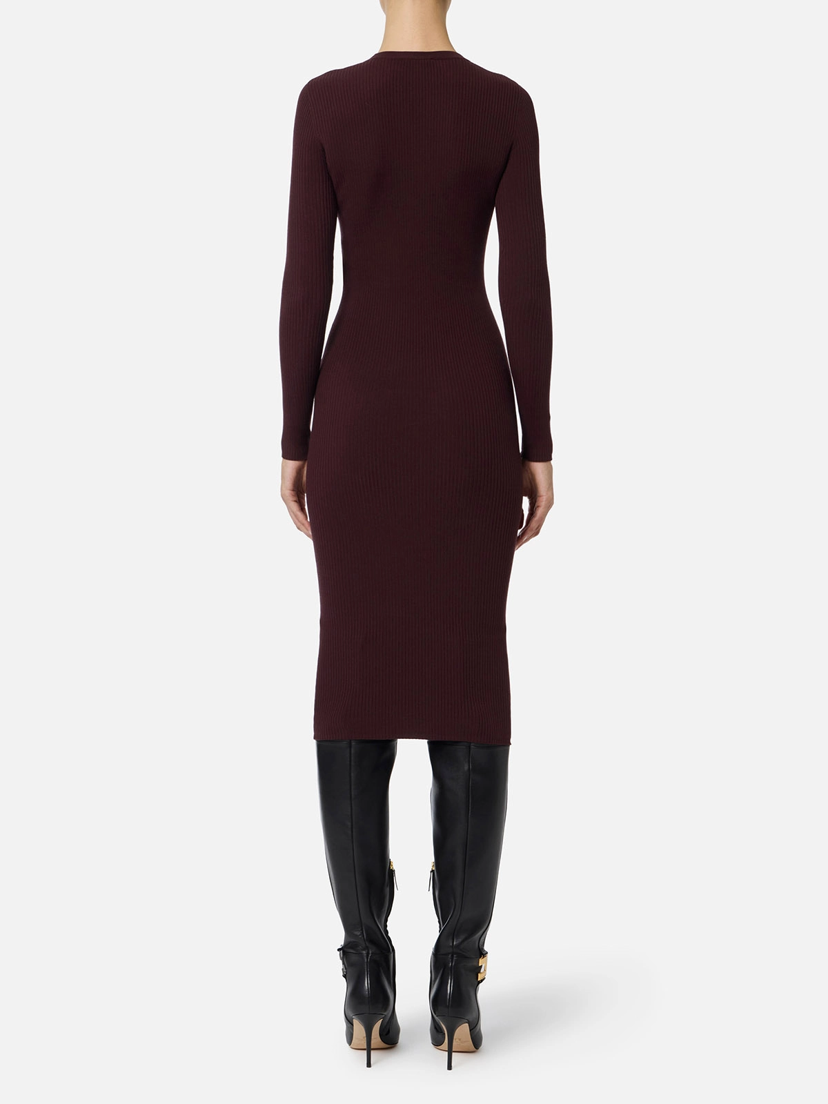 【Elisabetta Franchi】ニットワンピース Elisabetta Franchi Woman Midi Dress In Knit with Shiny Stripes