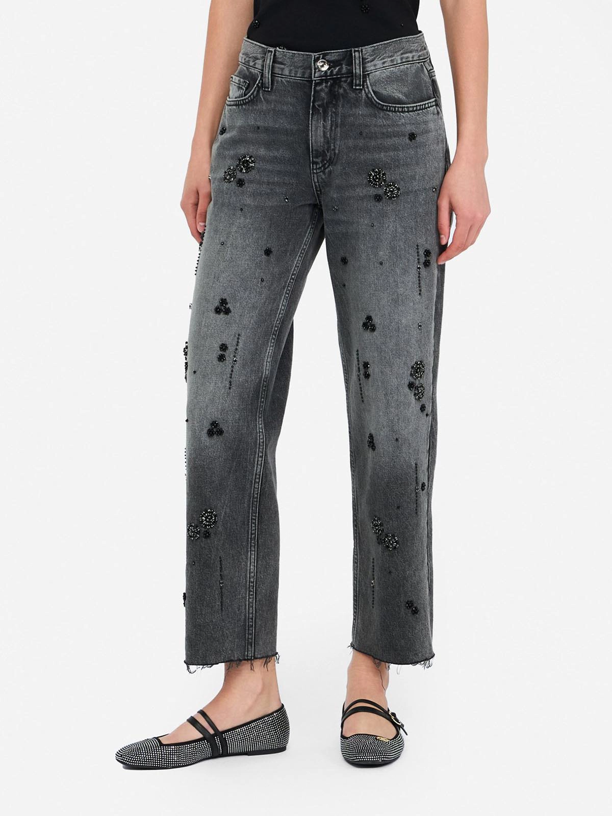 UF5115D4854 Liujo Straight Jeans With Rhinestones