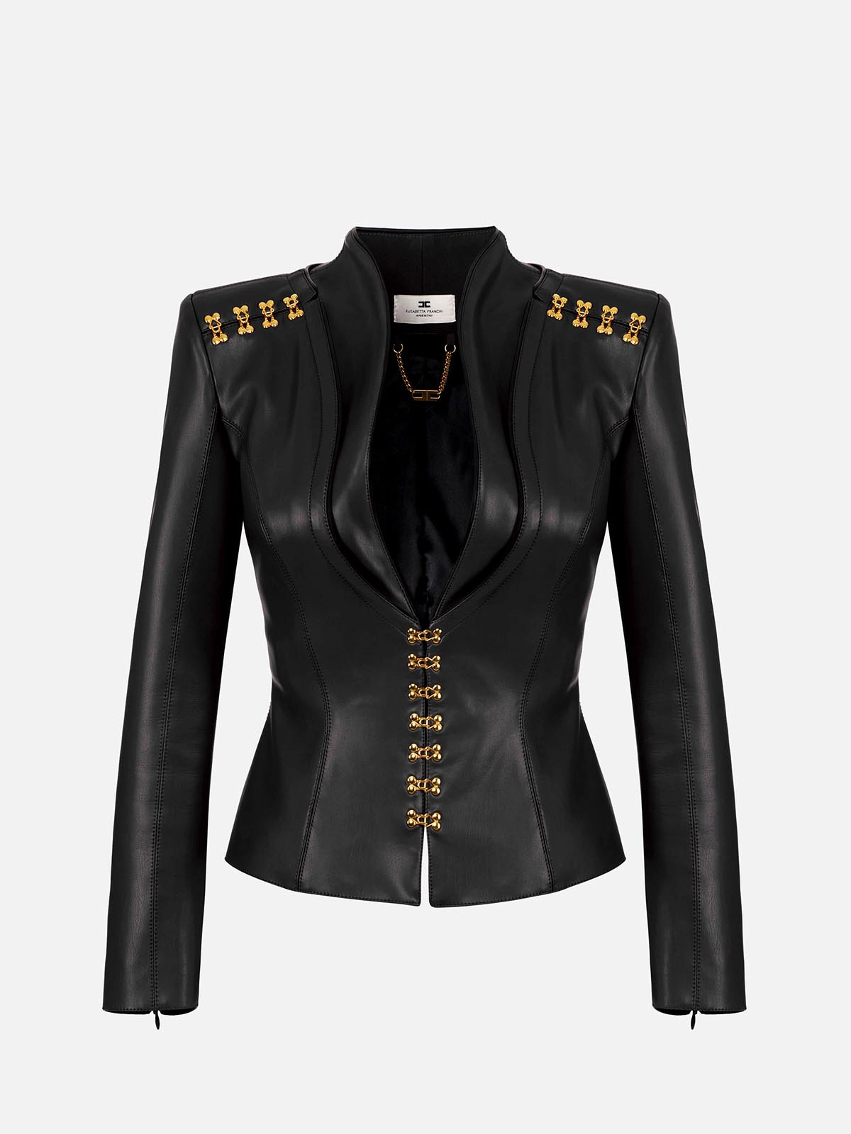 Elisabetta Franchi GOLD ブラックレザージャケット Elisabetta Franchi GOLD ブラックレザージャケット Women's