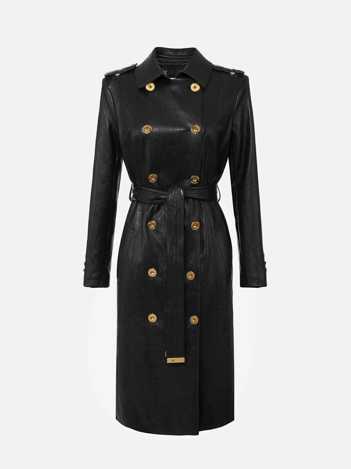 ELISABETTA FRANCHI ブラックロングコート Elisabetta Franchi trench coat in black technical fabric | H