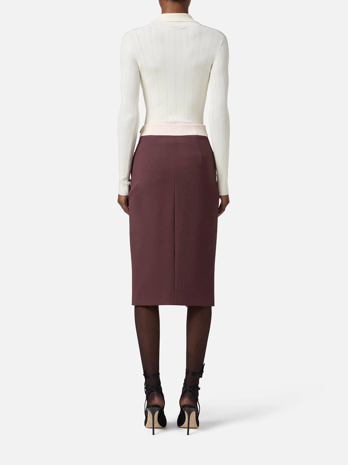 GOT0156E2 Elisabetta Franchi Color-Block Skirt In Double Stretch Crêpe
