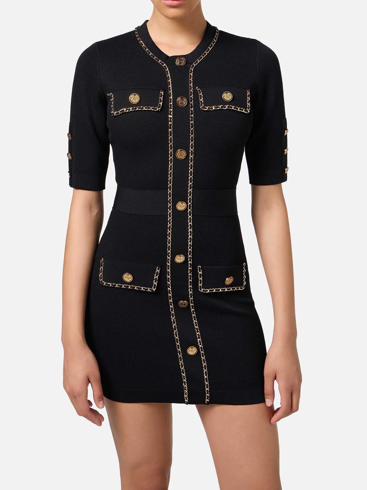 AM92B46E2 Elisabetta Franchi Viscose Minidress With Chain