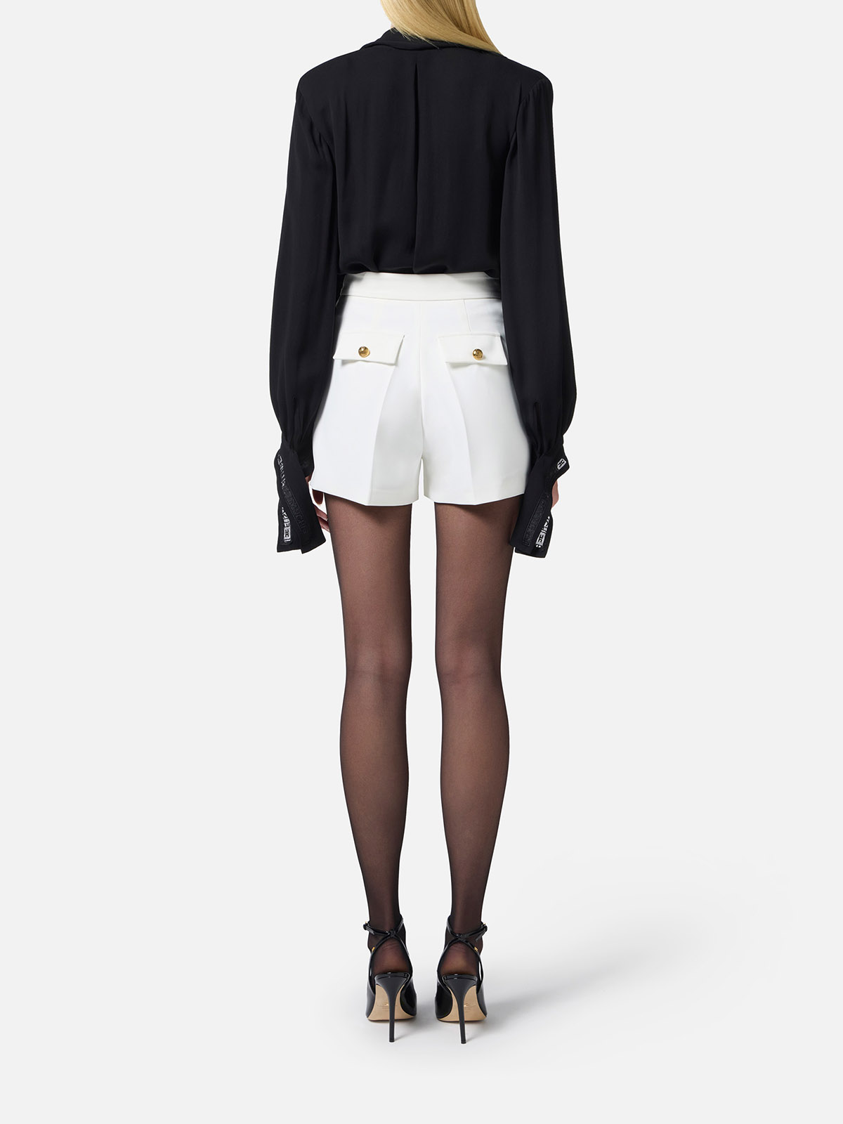 SH00751E2 Elisabetta Franchi Crêpe Shorts With Clamp And Flaps SH00751E2 Elisabetta Franchi Crêpe Shorts With Clamp And Flaps