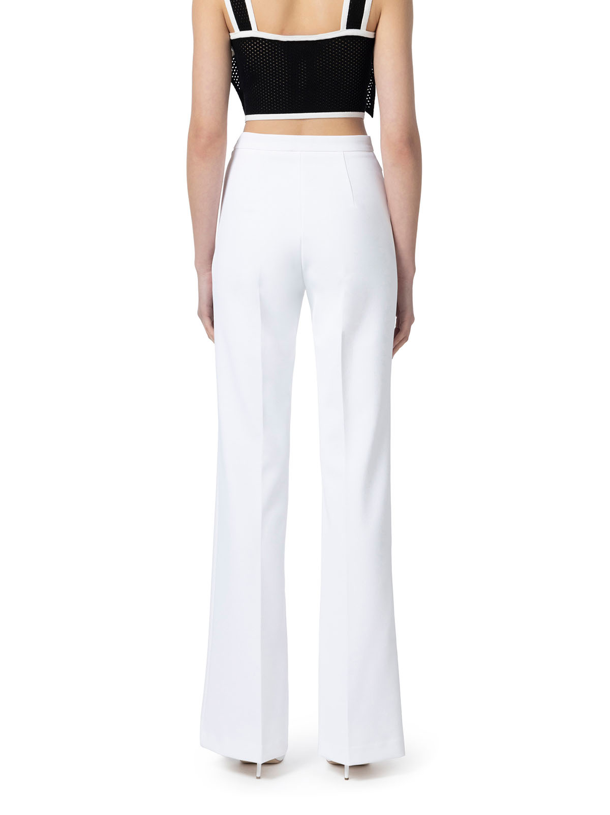 PA07851E2 Elisabetta Franchi Crêpe Trousers With Logo Plaque