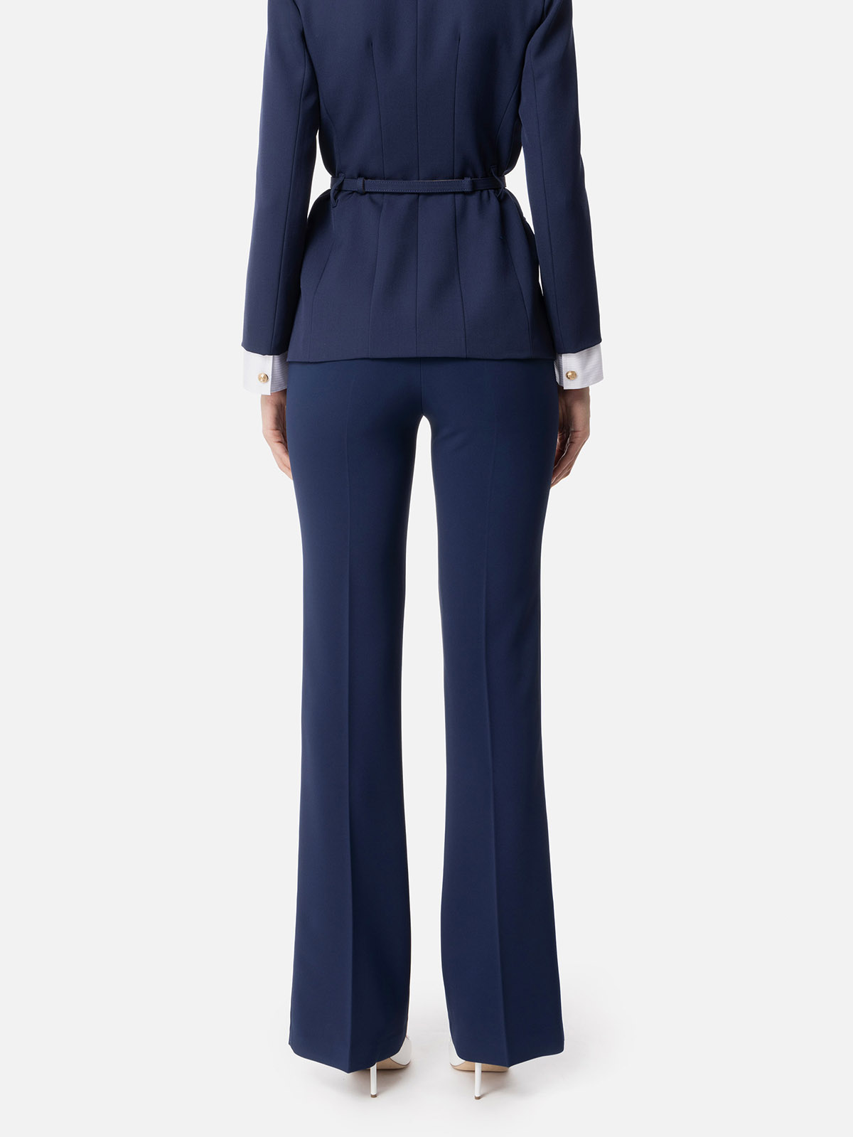 PA08251E2 Elisabetta Franchi Palazzo Pants In Crêpe With