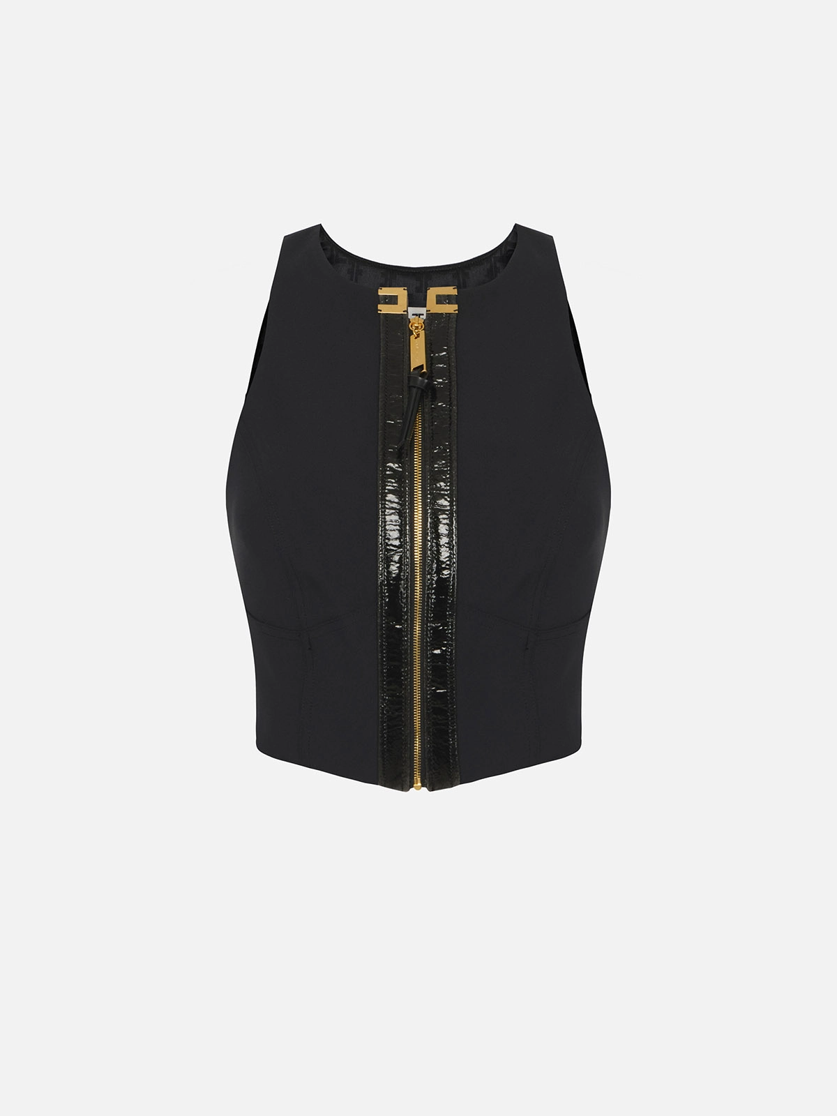 TO03256E2 Elisabetta Franchi Double Crepe Top with Crackle Details