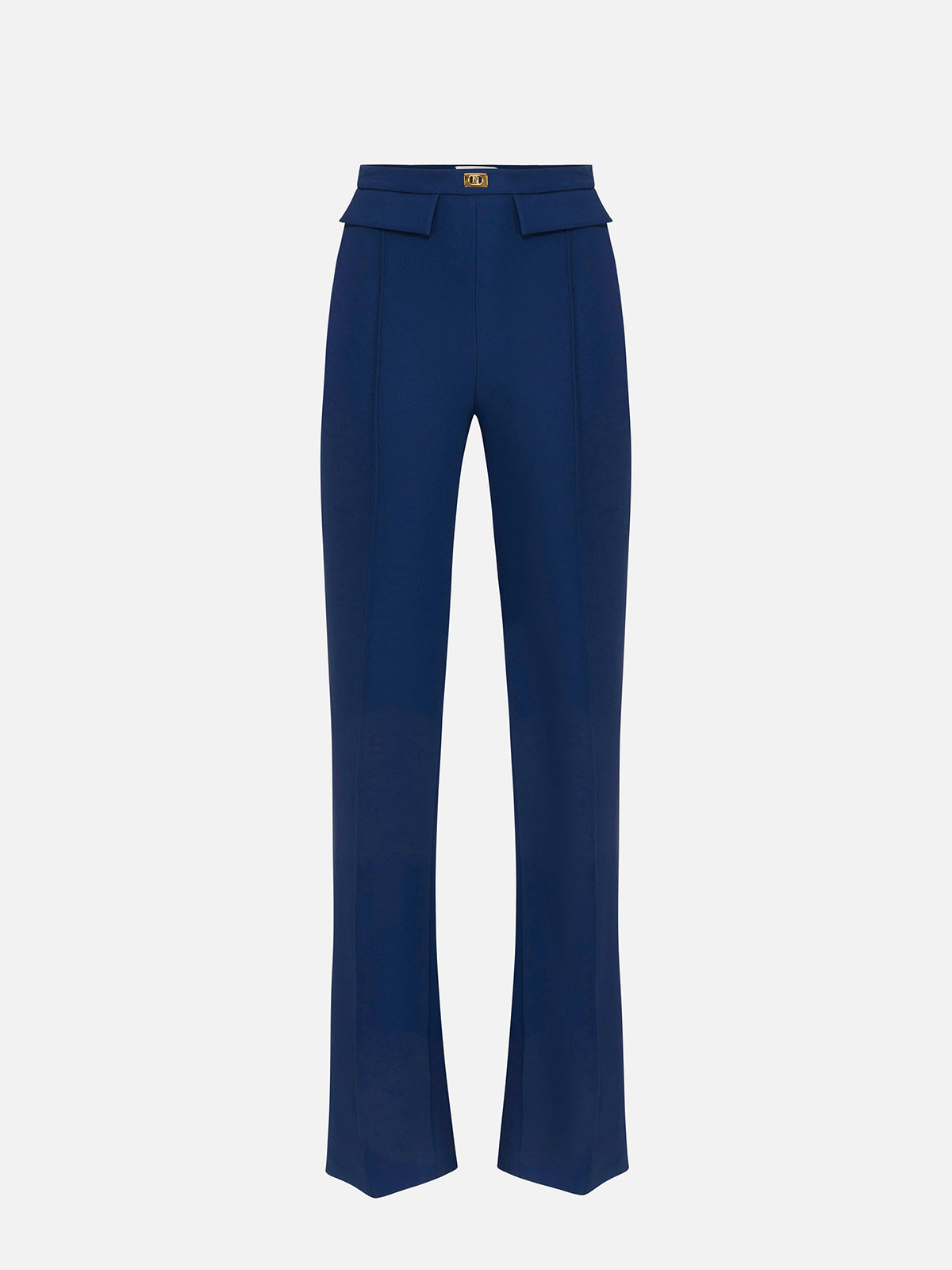 PA07851E2 Elisabetta Franchi Crêpe Trousers With Logo Plaque