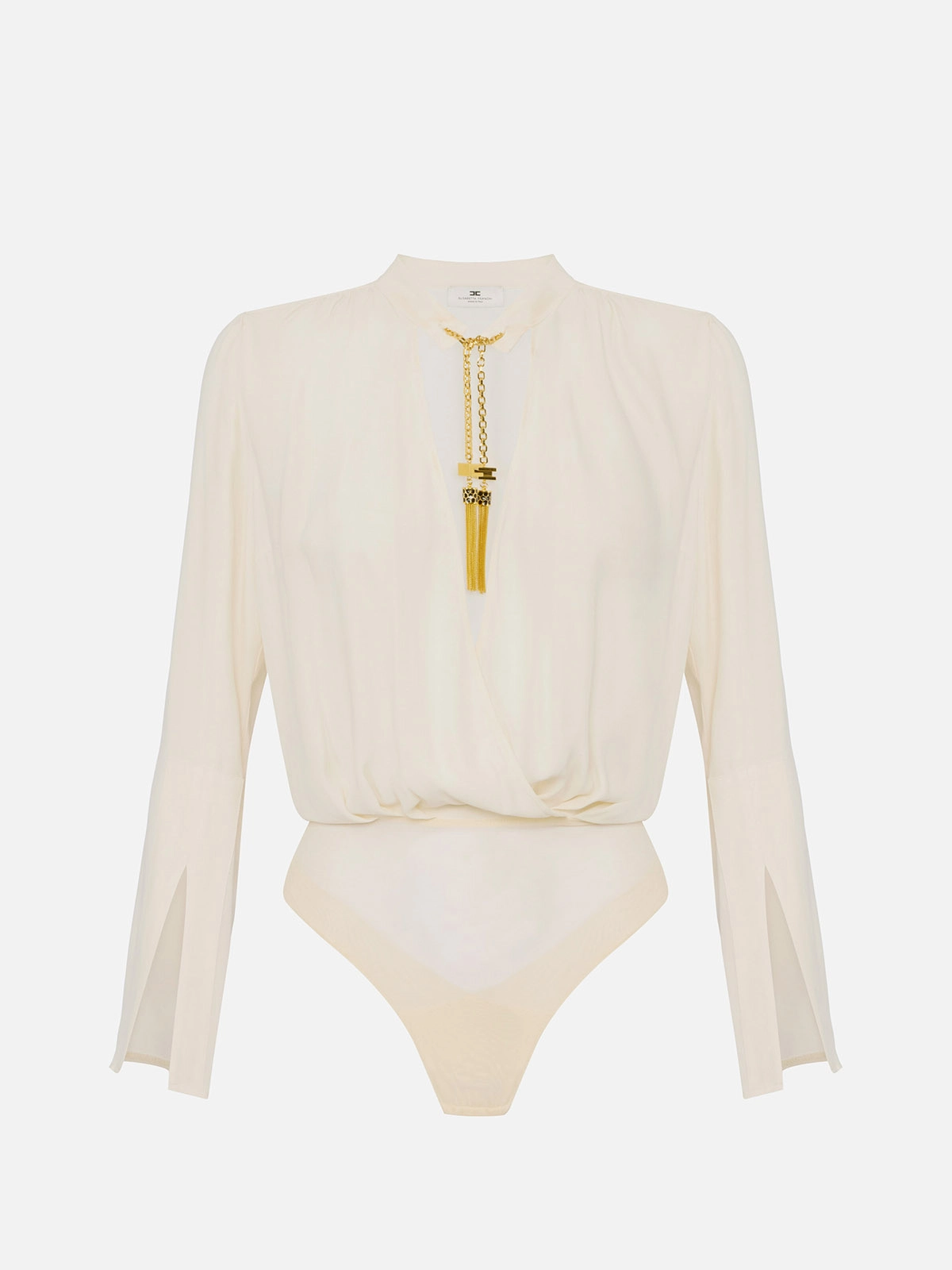 ELISABETTA FRANCHI ITALY製 ジャンプスーツ ベージュ系 CB00557E2 Elisabetta Franchi Georgette Bodysuit With Jewel