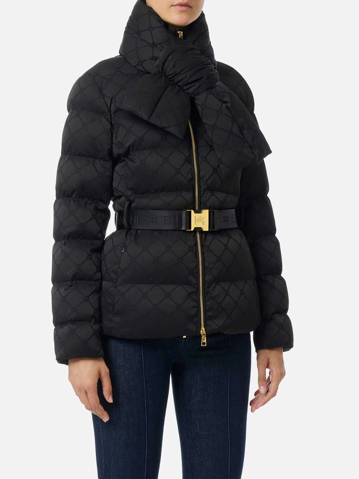 PI83D56E2 Elisabetta Franchi Jacquard Sail Fabric Down Jacket with