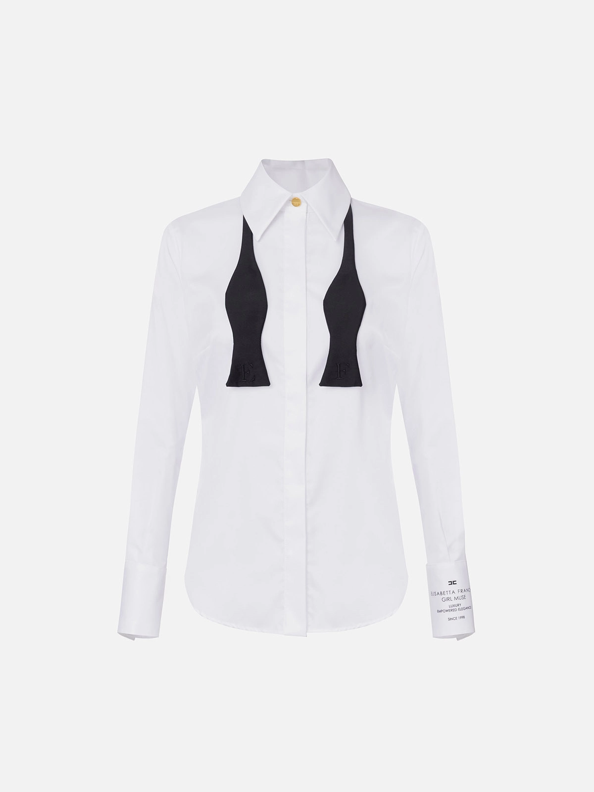 CA11556E2 Elisabetta Franchi Camicia In Popeline Di Cotone Con Logo