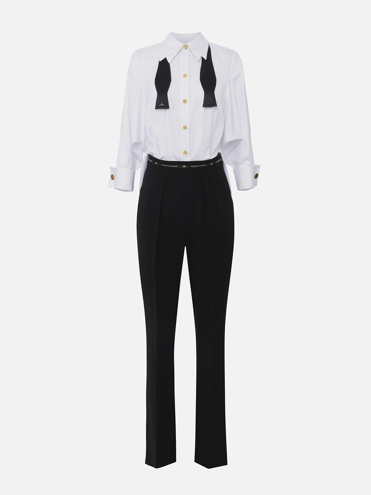 TU05656E2 Elisabetta Franchi Jumpsuit In Poplin And Light Crêpe TU05656E2 Elisabetta Franchi Jumpsuit In Poplin And Light Crêpe