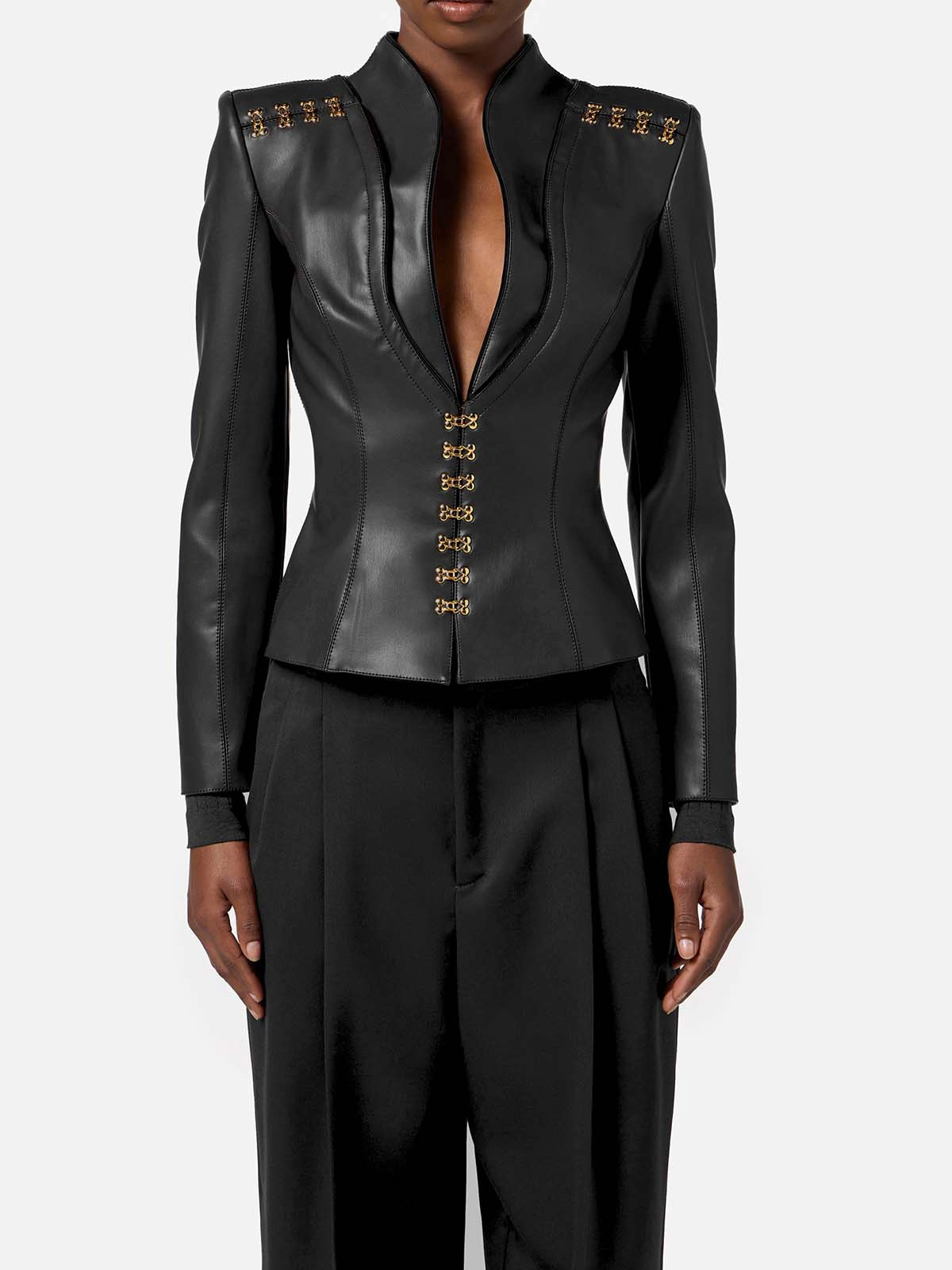 Elisabetta Franchi GOLD ブラックレザージャケット Elisabetta Franchi GOLD ブラックレザージャケット