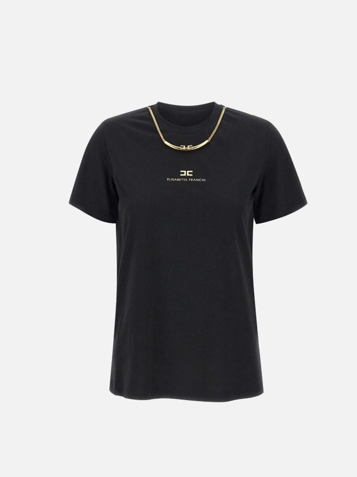 MA02856E2 Elisabetta Franchi Cotton Jersey T-Shirt With Necklace
