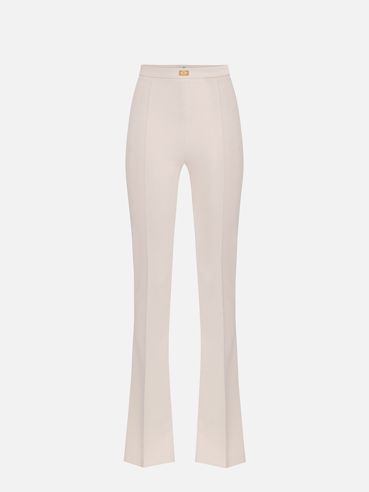 PA07951E2 Elisabetta Franchi Crêpe Flared Trousers With Logo PA07951E2 Elisabetta Franchi Crêpe Flared Trousers With Logo