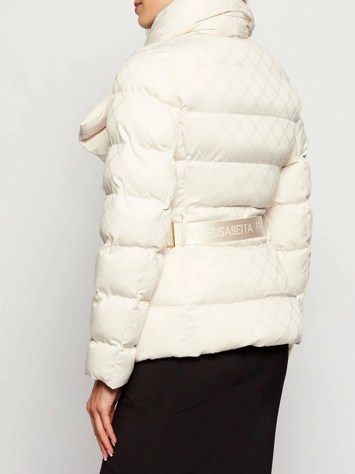 PI83D56E2 Elisabetta Franchi Jacquard Sail Fabric Down Jacket with