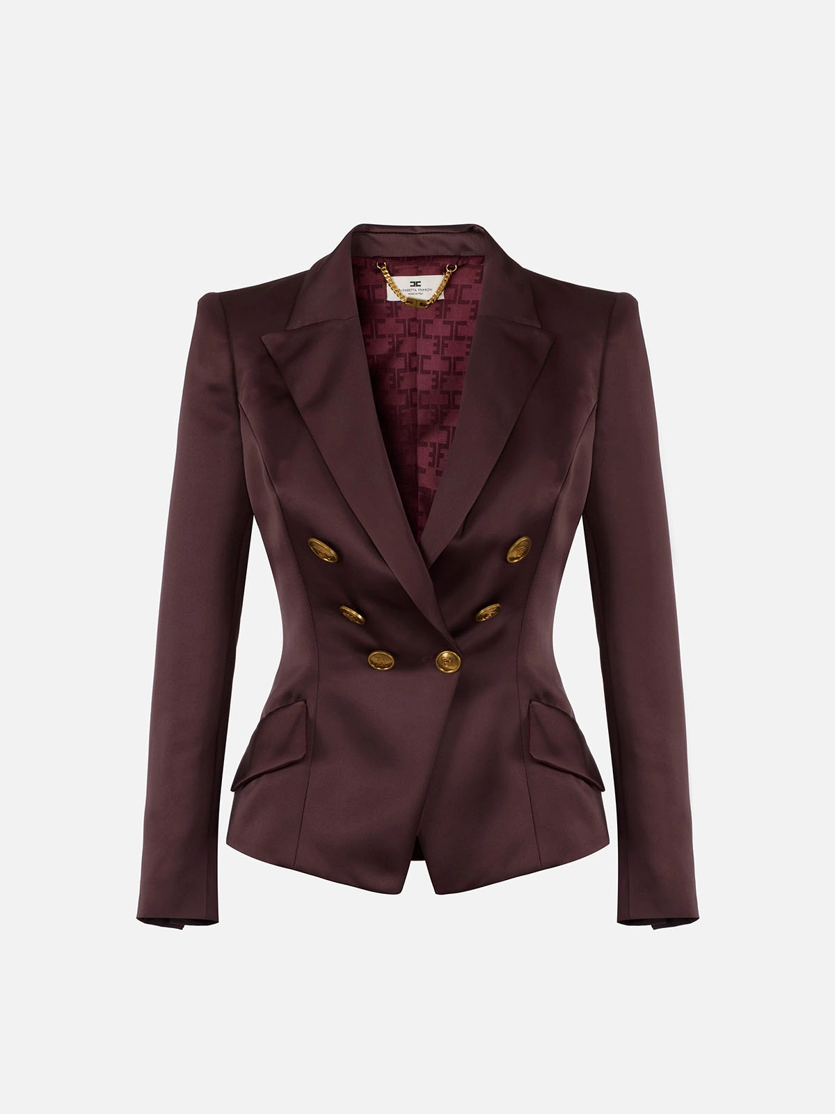 GI18657E2 Elisabetta Franchi Duchess Jacket with Jewel Buttons