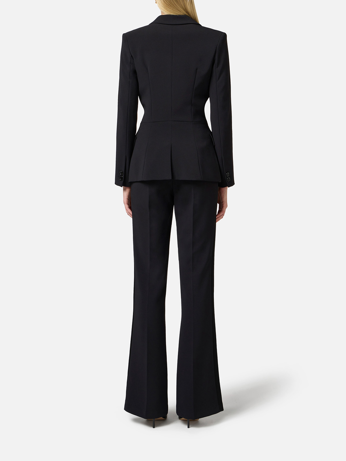 TP00251E2 Elisabetta Franchi Double-Breasted Crêpe Suit With