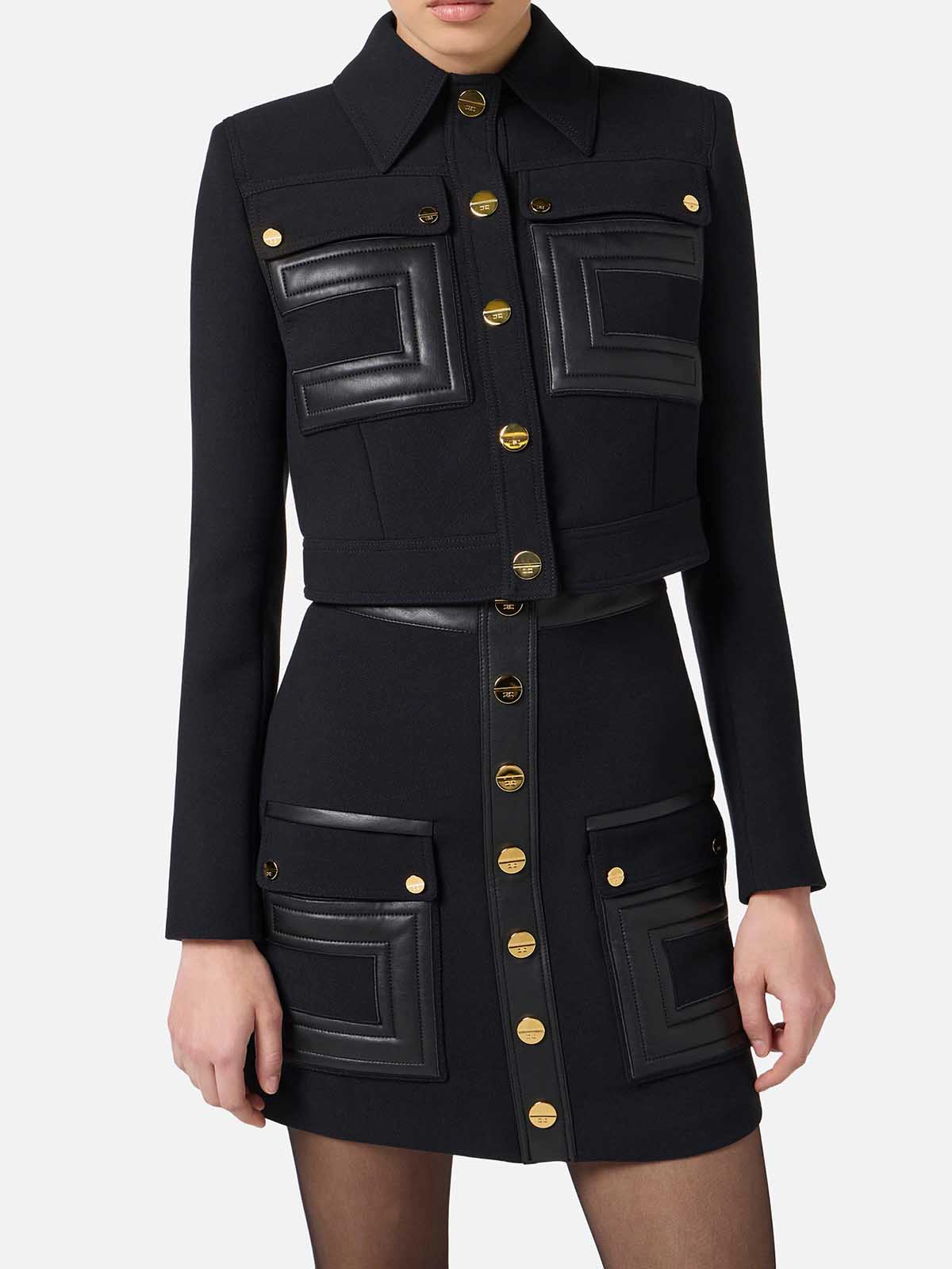 GI15957E2 Elisabetta Franchi Double Crepe Jacket With Logo Details
