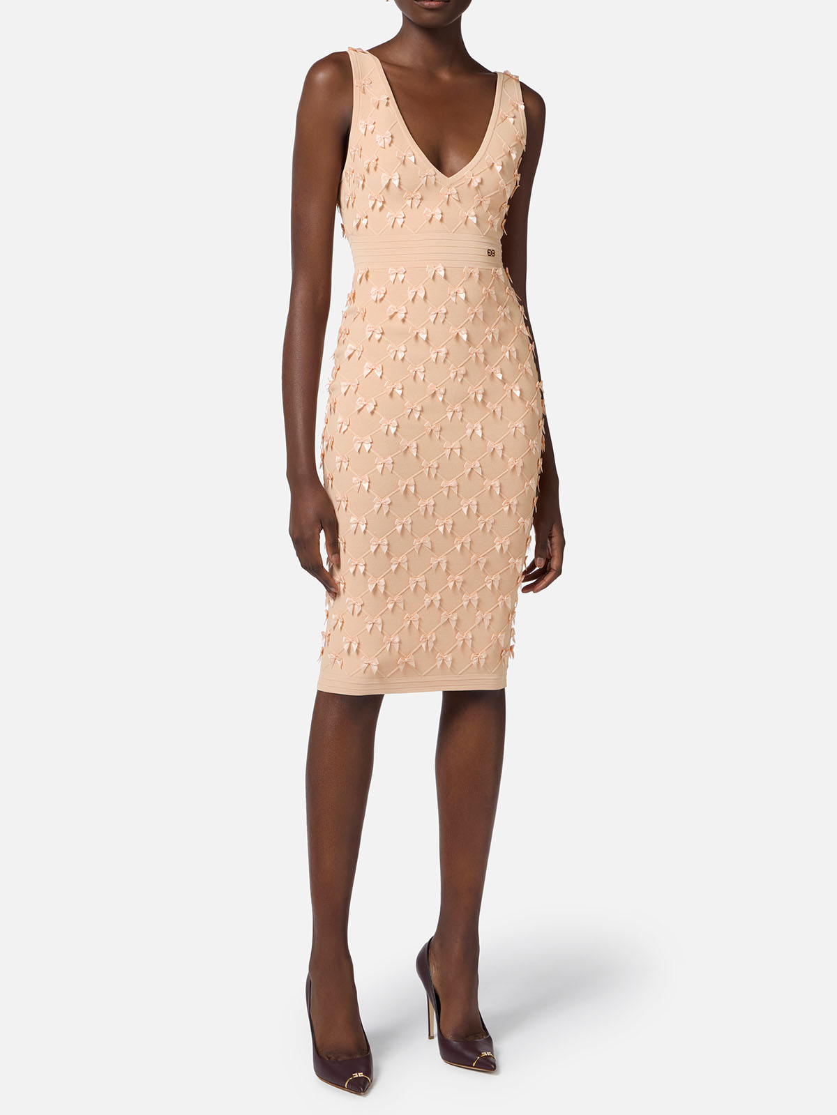 AM79S52E2 Elisabetta Franchi Stretch Viscose Midi Dress With