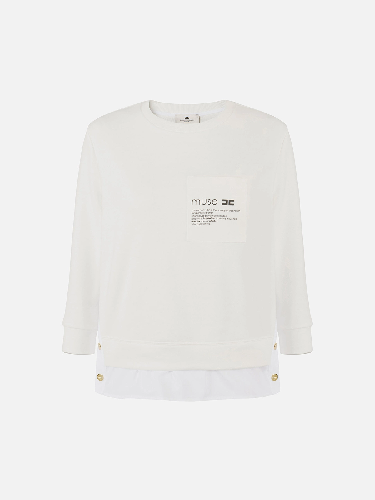 MD00656E2 Elisabetta Franchi Sweatshirt with Poplin Details