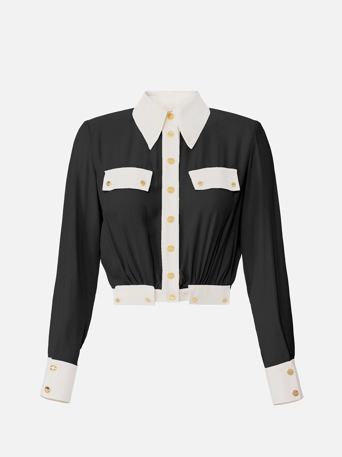 CAT0156E2 Elisabetta Franchi Bi-Color Georgette Shirt
