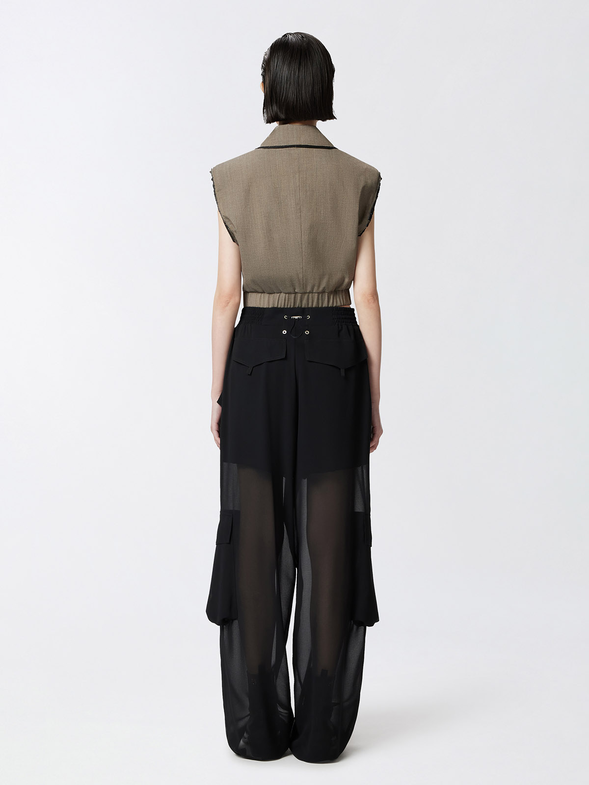 104751A21F Pinko Sottocasa | Transparent Georgette Cargo Pants