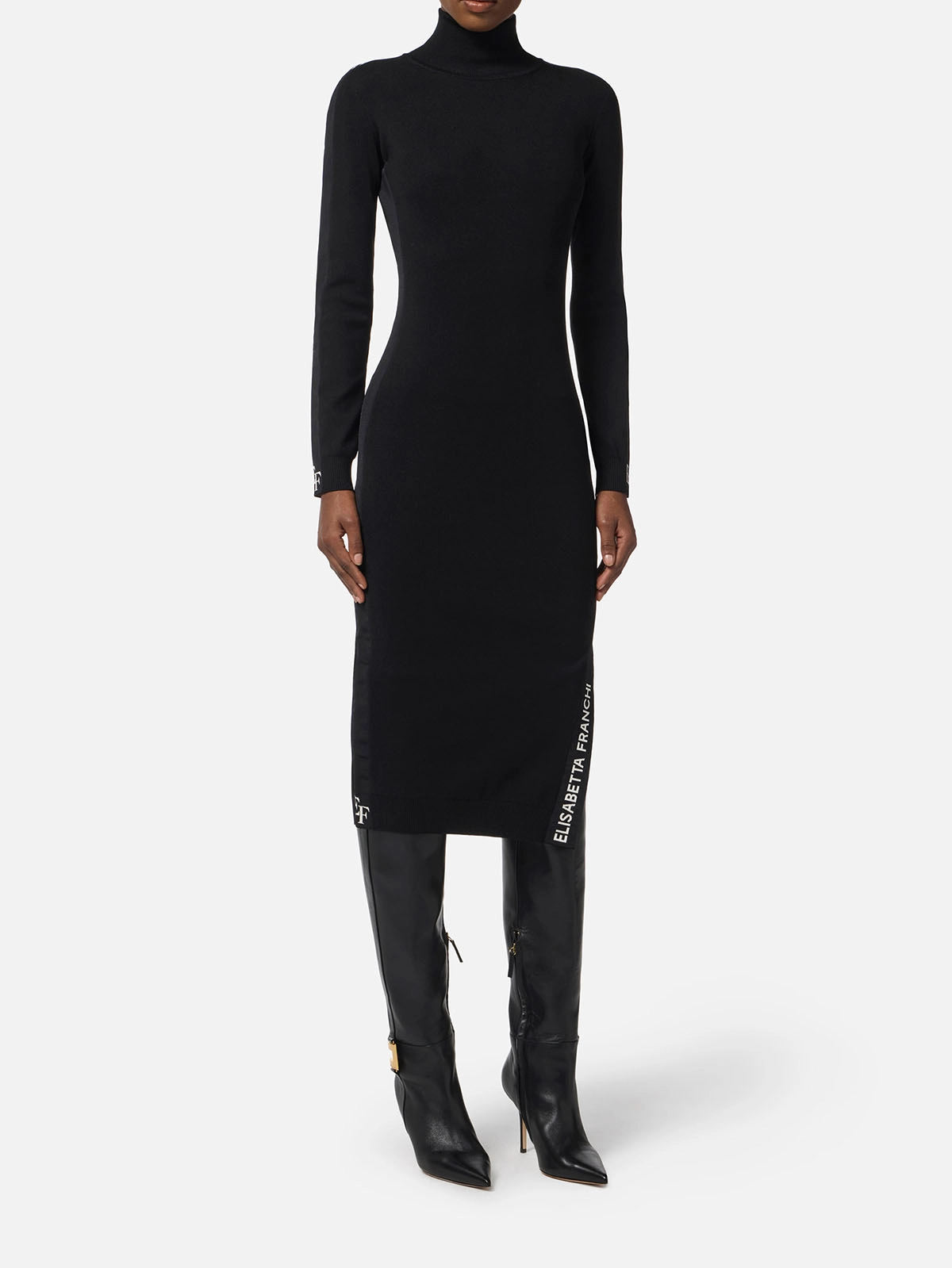 AM03S56E2 Elisabetta Franchi Viscose Dress with Shiny Bands