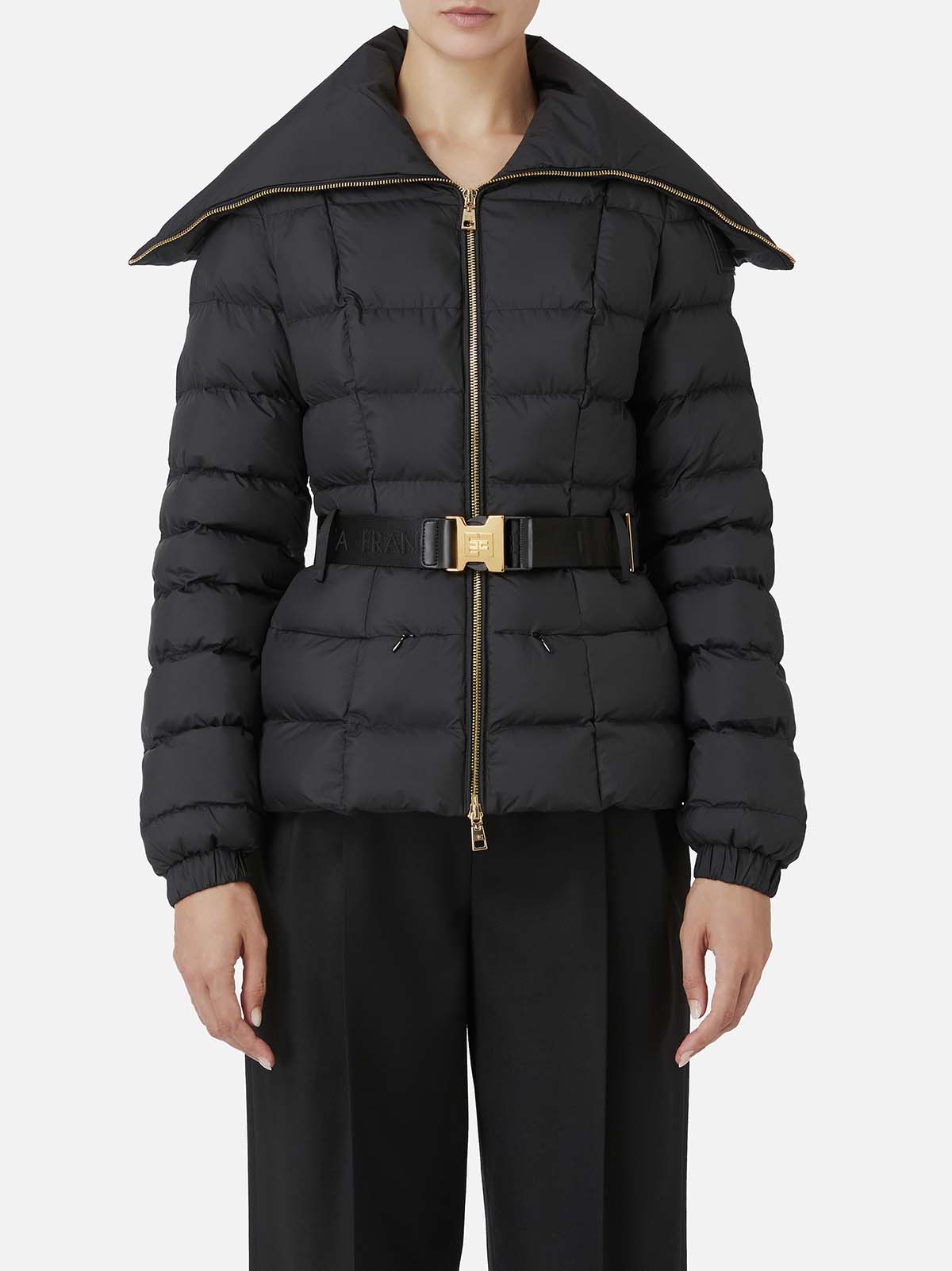 ジャケット・アウター ELISABETTA FRANCHI PI76D46E2 Elisabetta Franchi Short nylon down jacket with