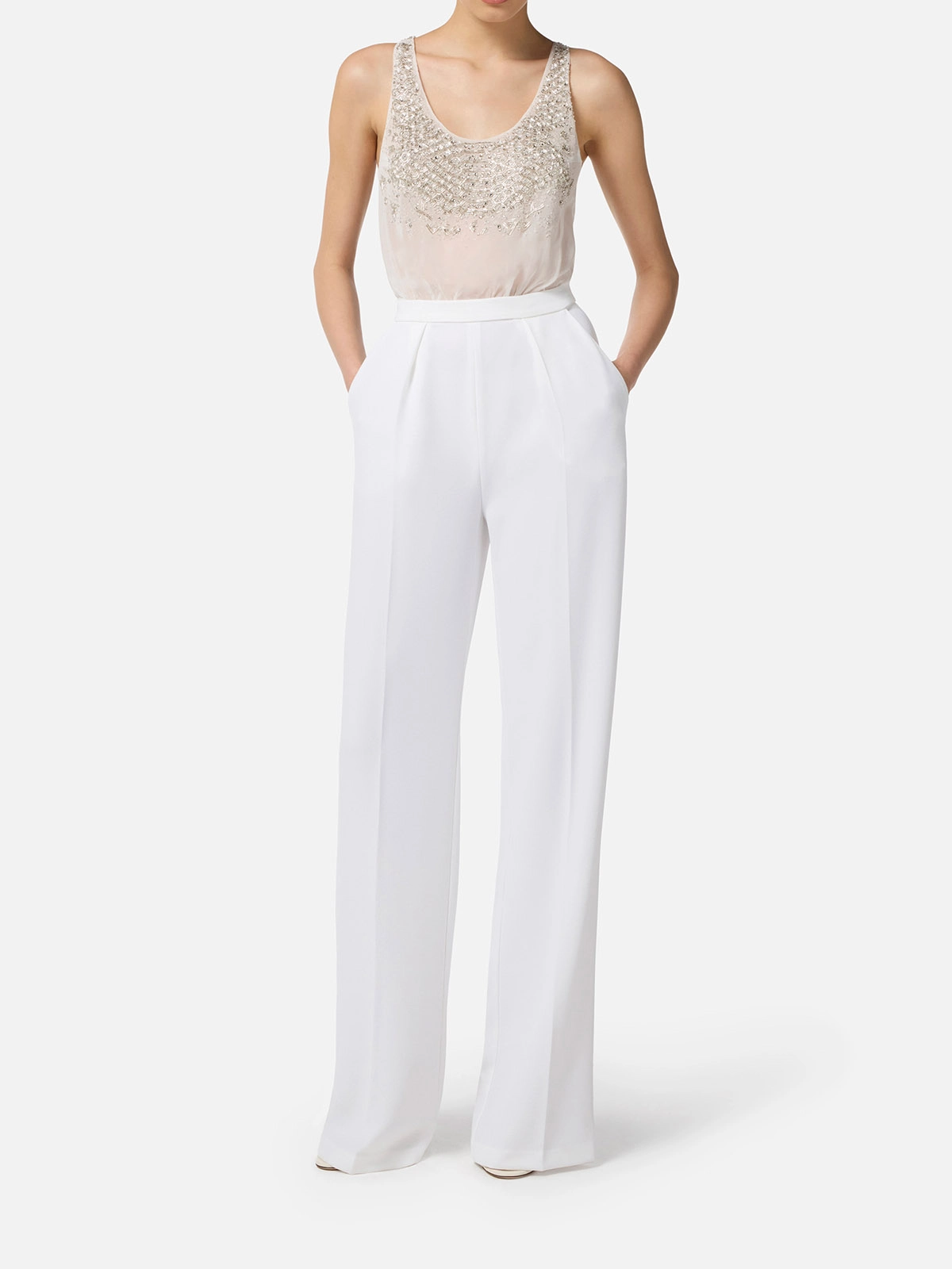 TU06357E2 Elisabetta Franchi Georgette and Crêpe Jumpsuit