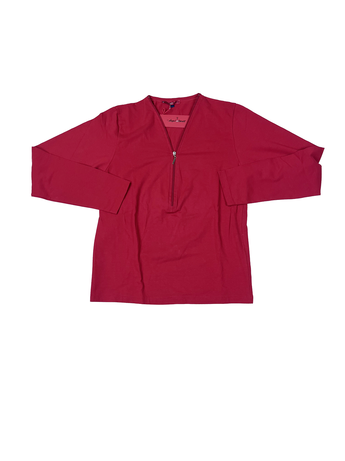 ANGEL & DEVIL 05010068 Long Sleeves Tee with Zipper V Neckline