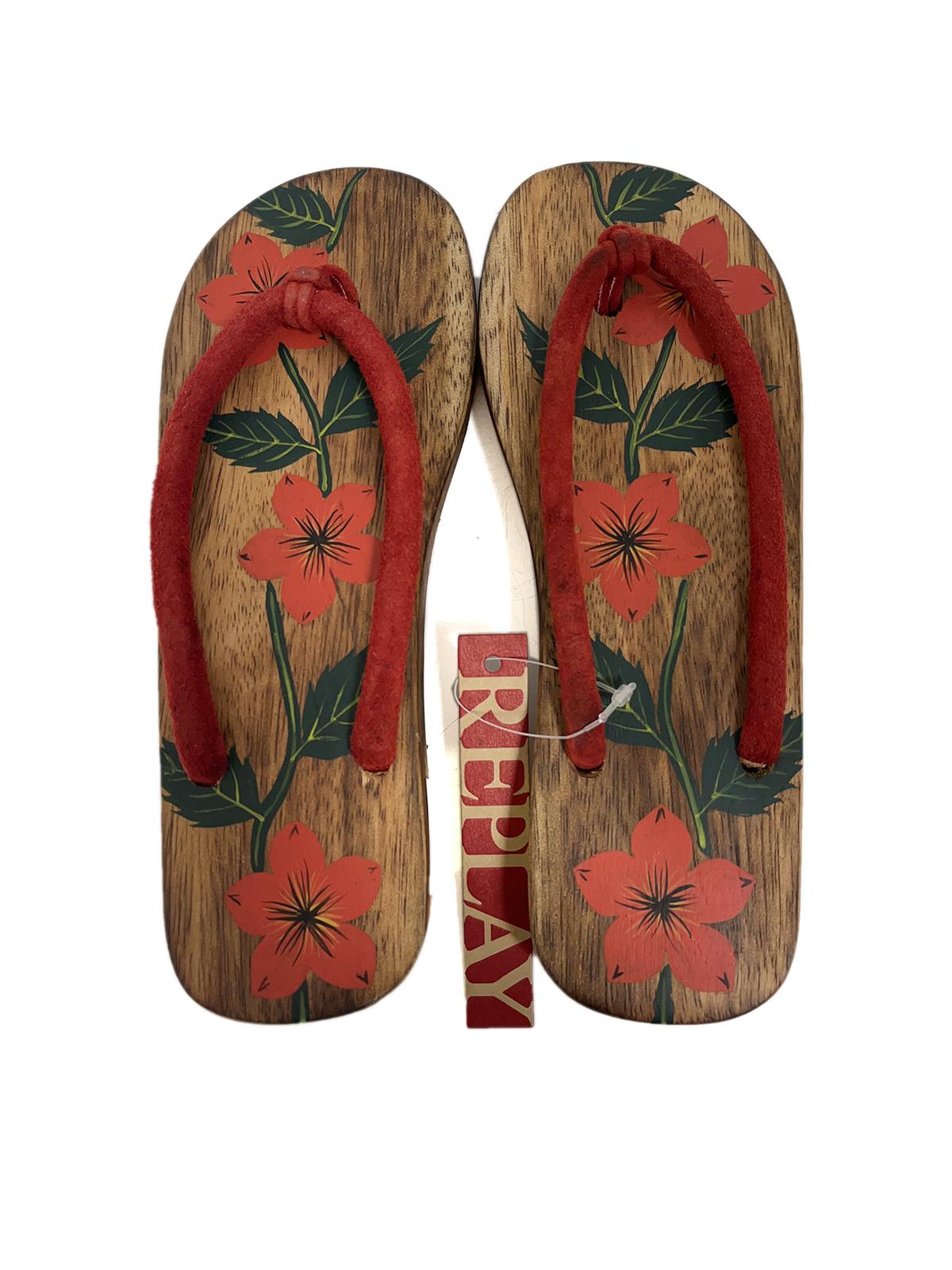 REPLAY Floral Wooden Flip-Flops