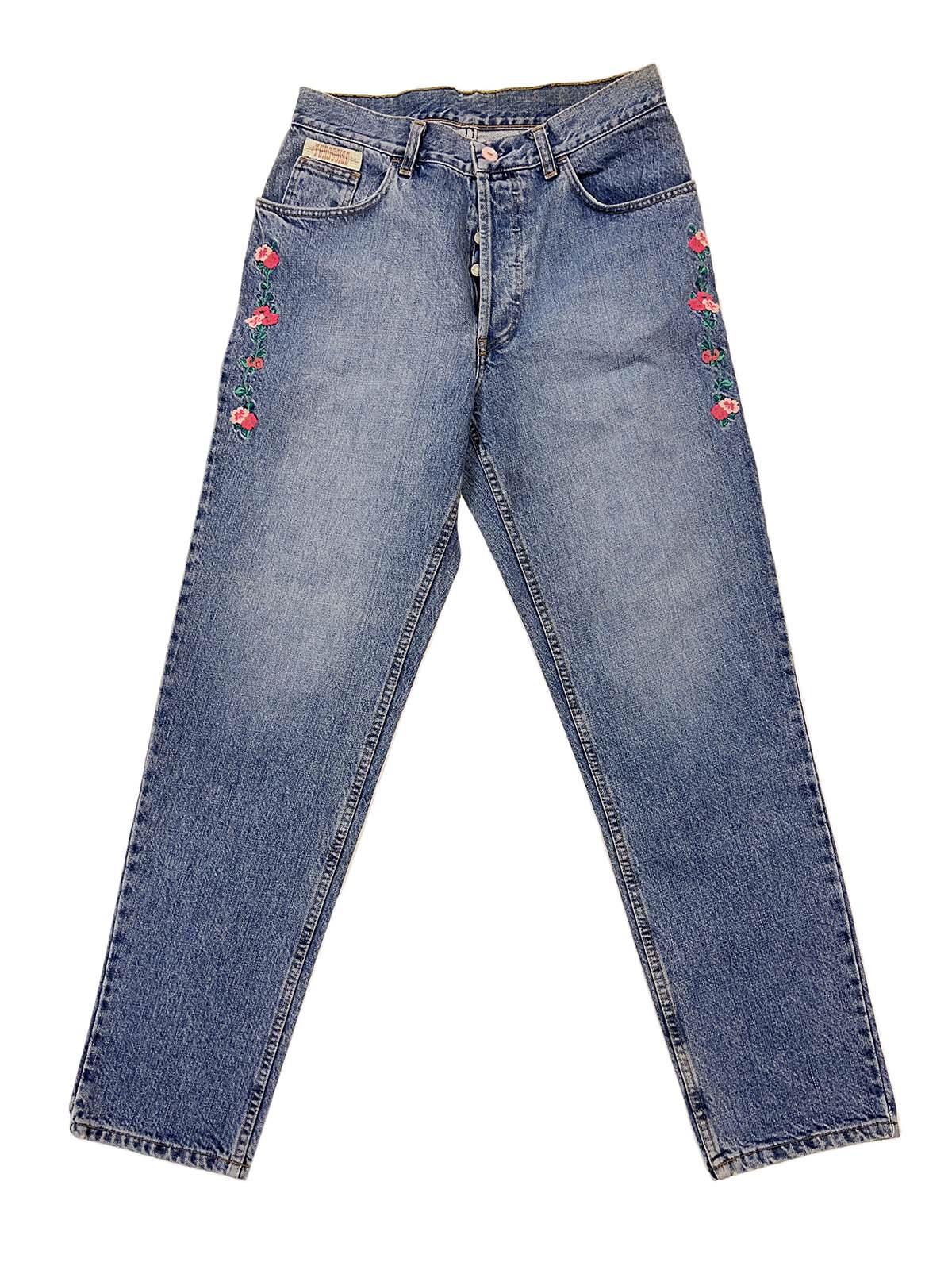TURQUOISE 00853 Jeans with Flowers