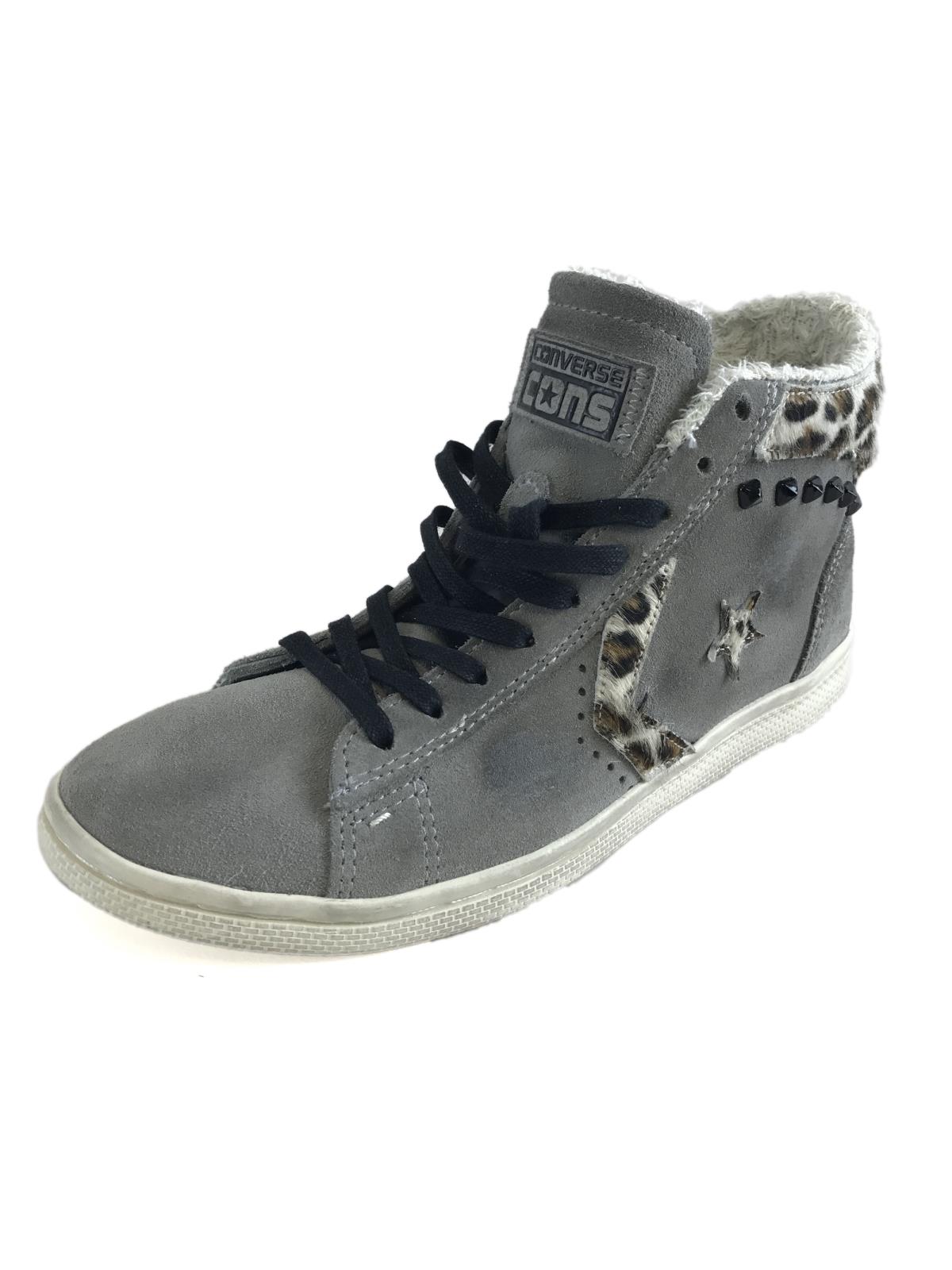 CONVERSE Pro Leather Mid Suede LTD 1C643 Grey Dust/White Leopard