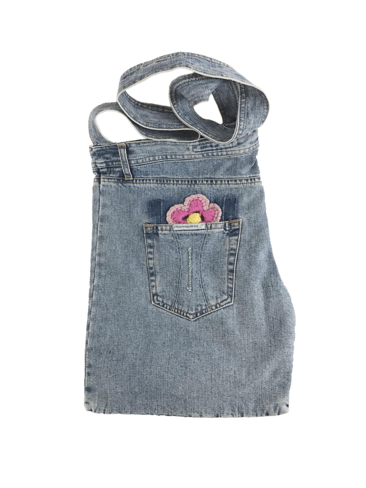 FORNARINA Women Jeans Bag with Hand Made Embroidered Flower