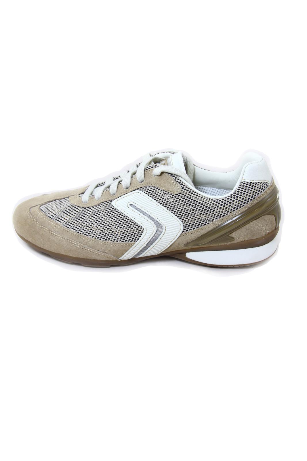 GEOX U Hibra Suede/Mesh High Breathability Sneakers Beige