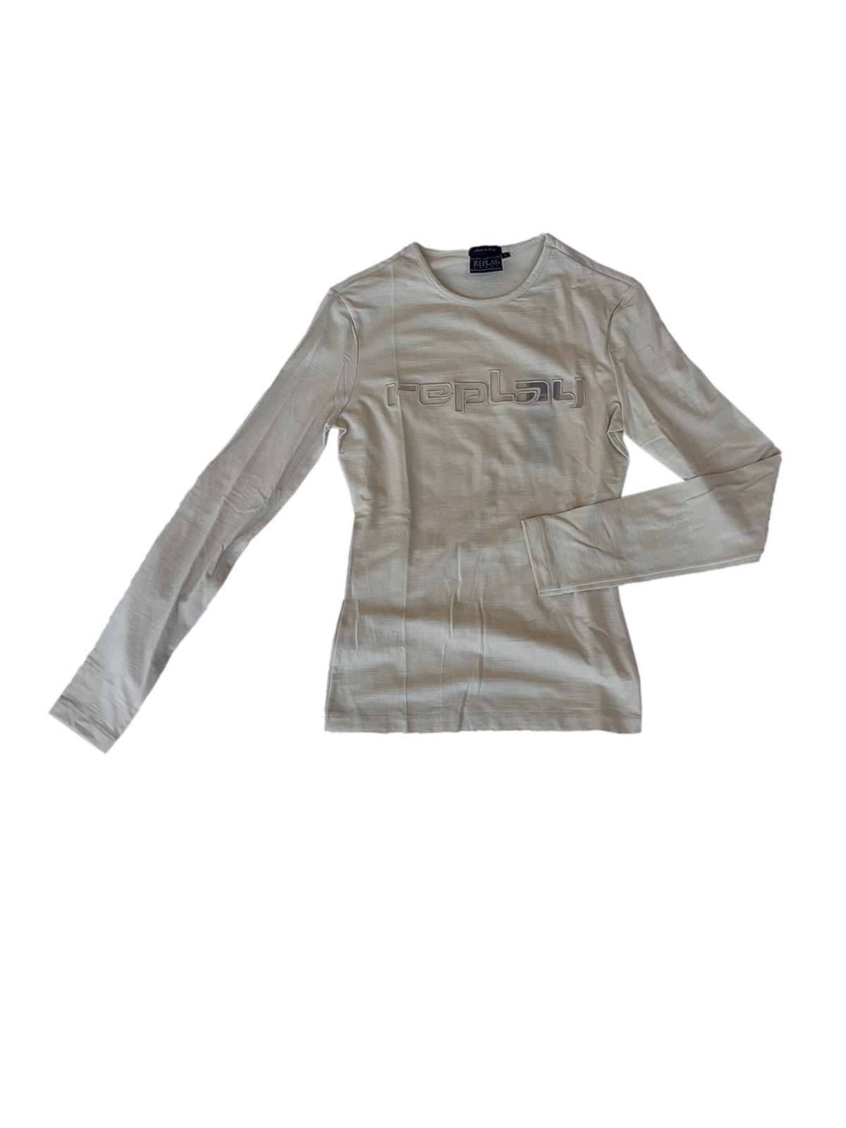 REPLAY W38083 Long Sleeves Tee with Round Neck