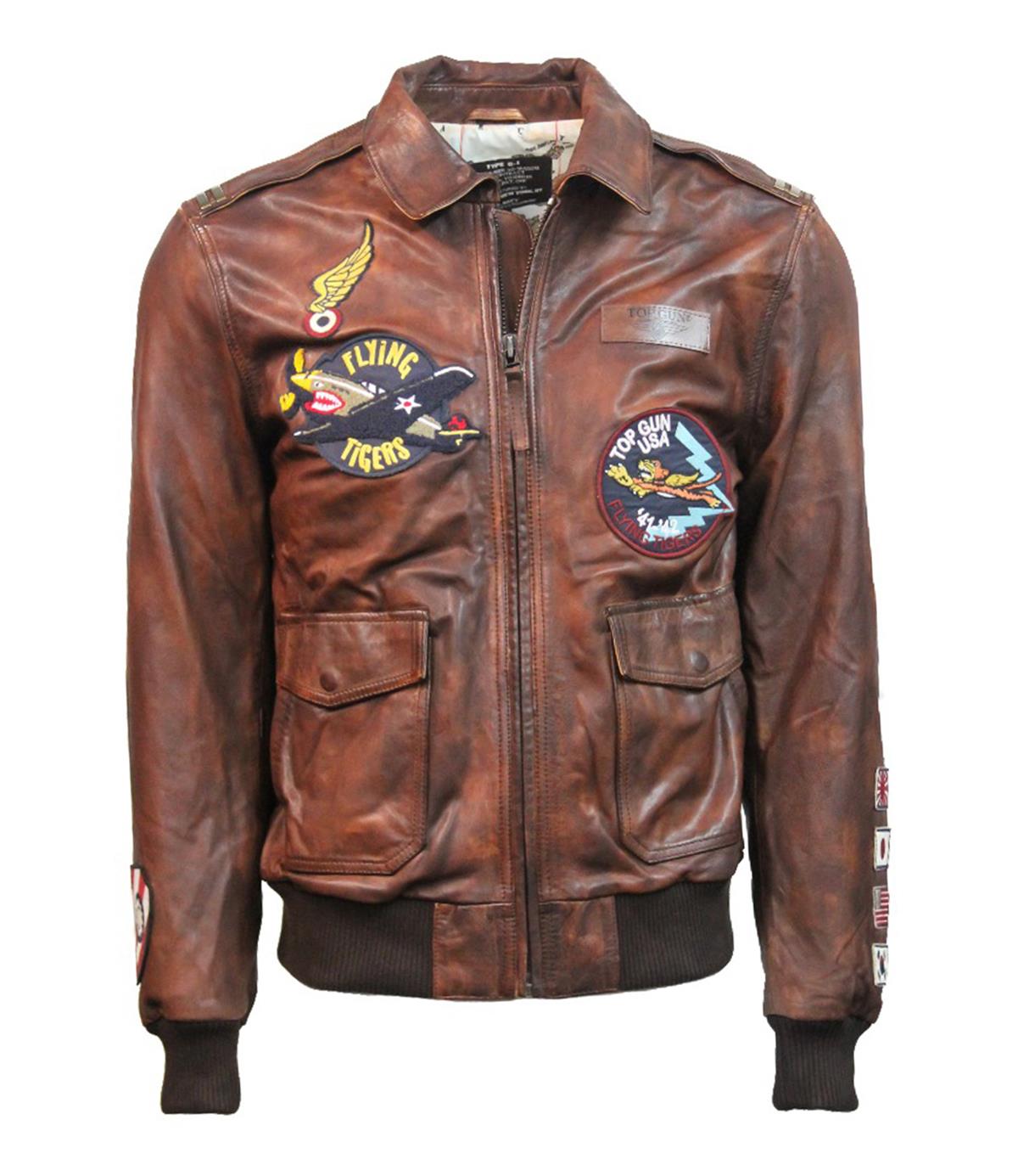 TOP GUN Super Vintage “Flying Tigers” Top Gun® Leather Jacket