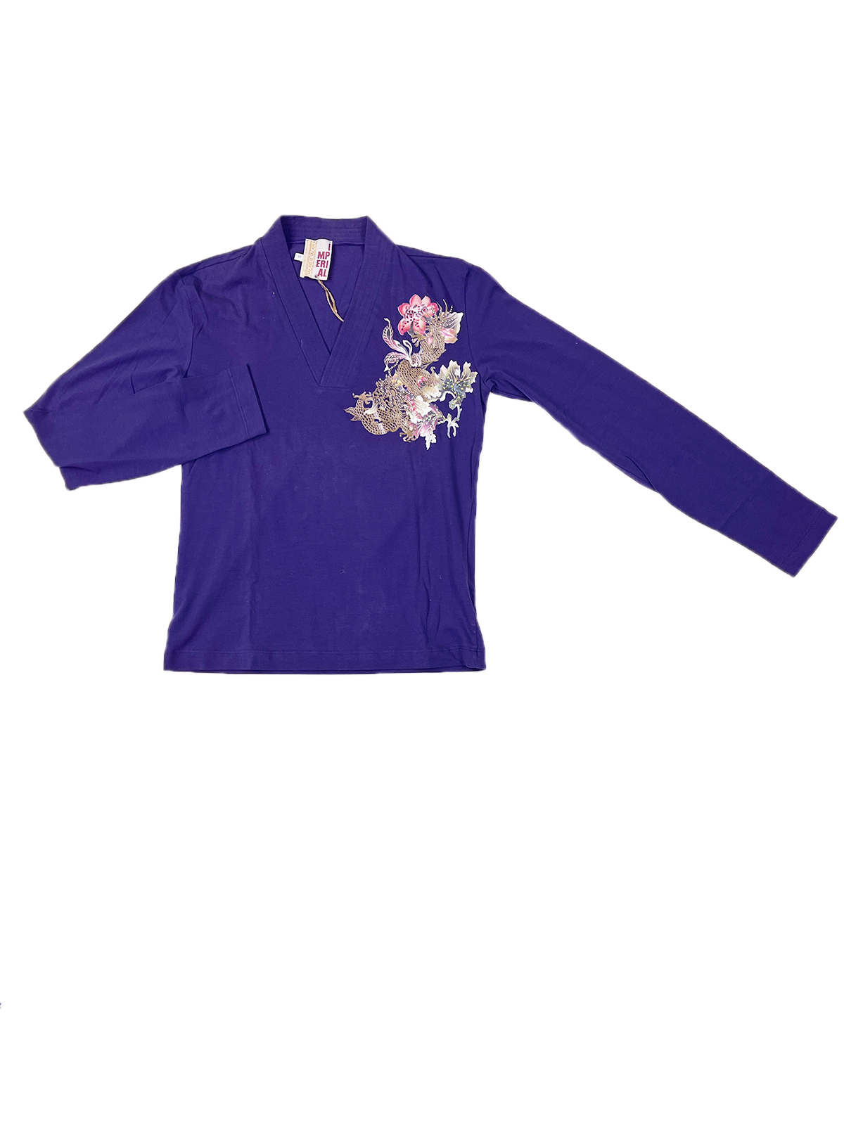 GIGOLÈ ARCHIVE East Purple T-Shirt manica lunga scollo a V