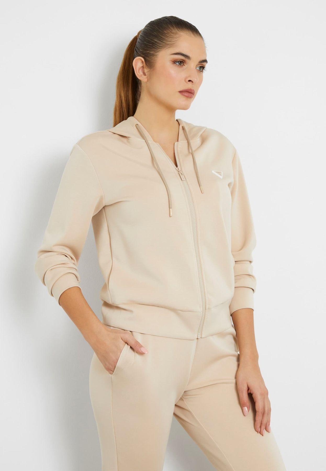 Guess Felpa Full-zip Con Cappuccio Donna V4yq06 Kcay2