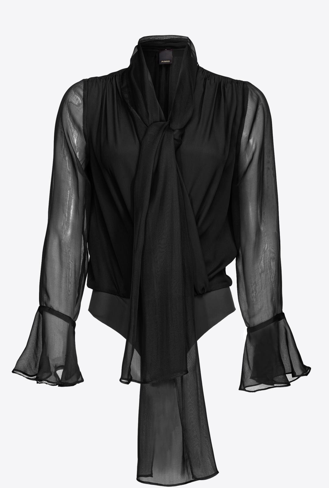 Abbigliamento Donna Pinko Pinko Ines Body In Crepe De Chine Jacquard - Camicia Donna Pinko T Shirt Donna